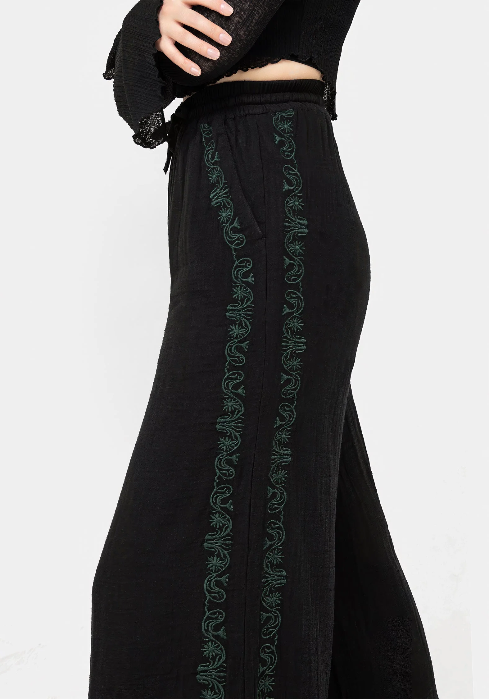 Damiana Bestickt Baumwolle Hosen - Image 2