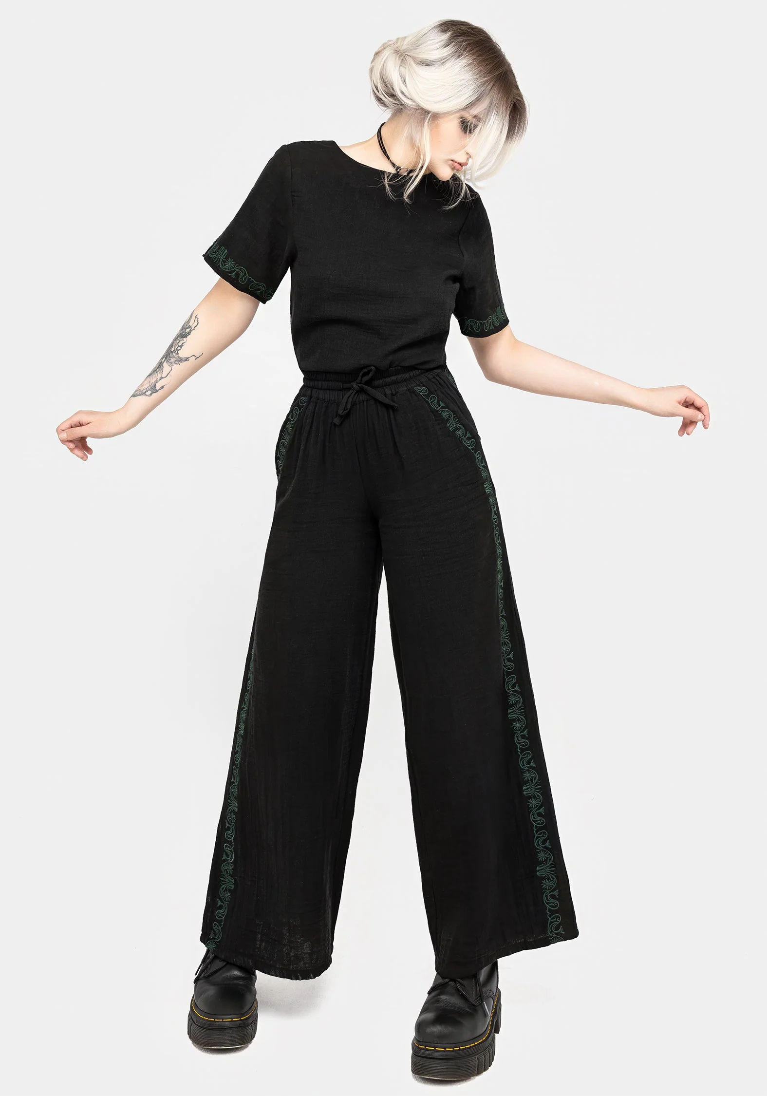 Damiana Bestickt Baumwolle Hosen - Image 6