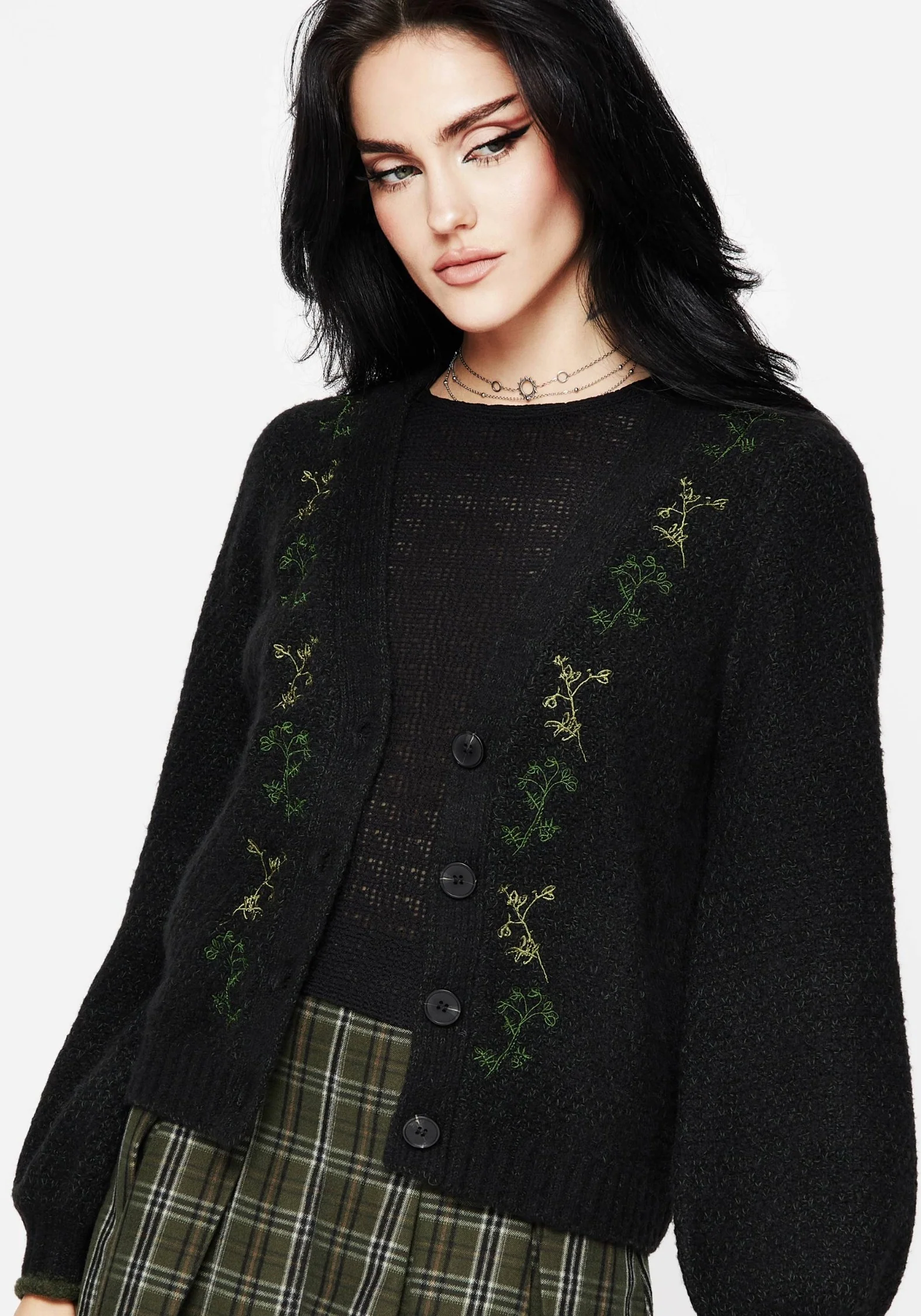 Dawsonia Bestickt Gestrickt Kurz Cardigan