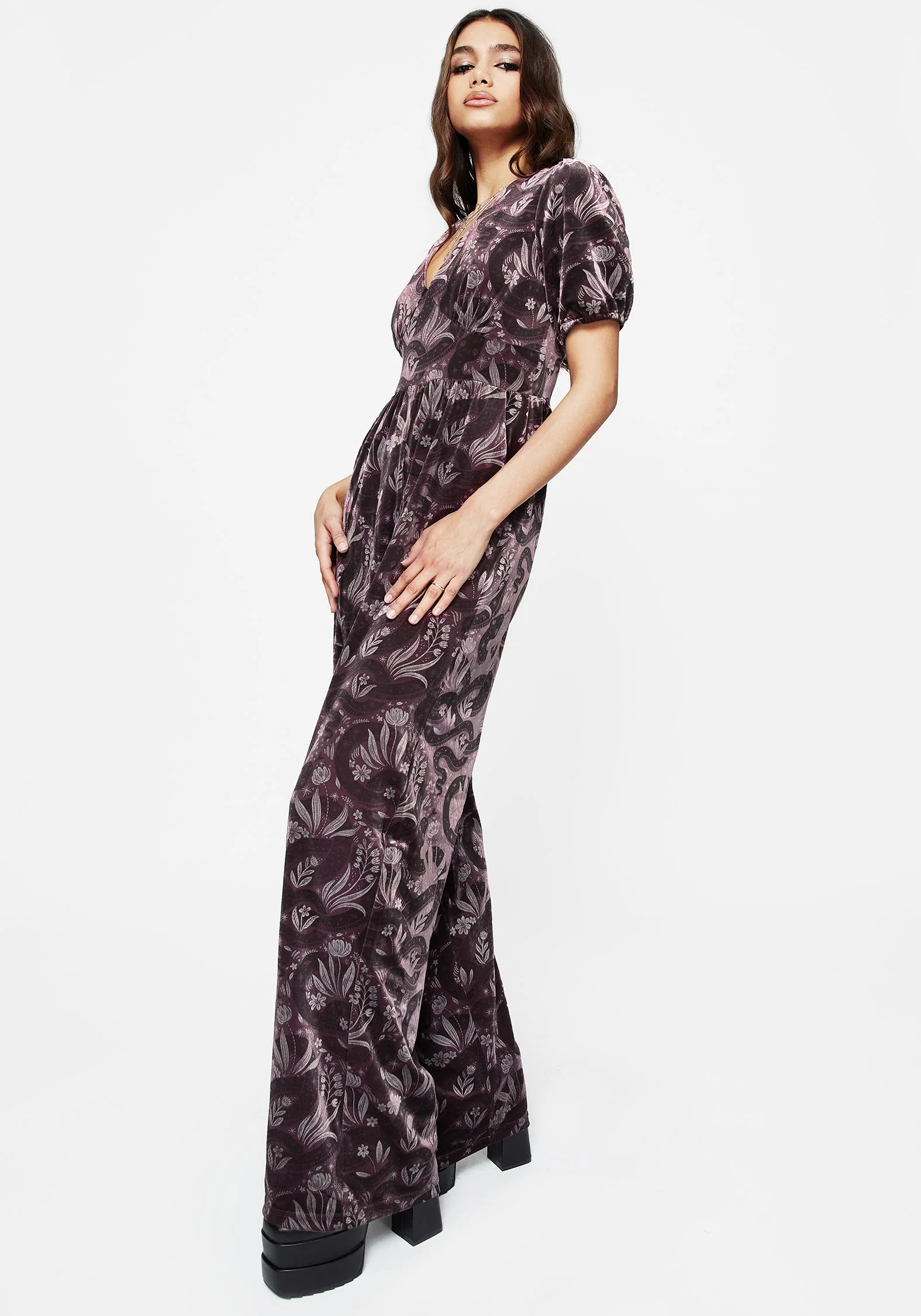 Deception Schlange Folie Druck Velours Overall - Image 4