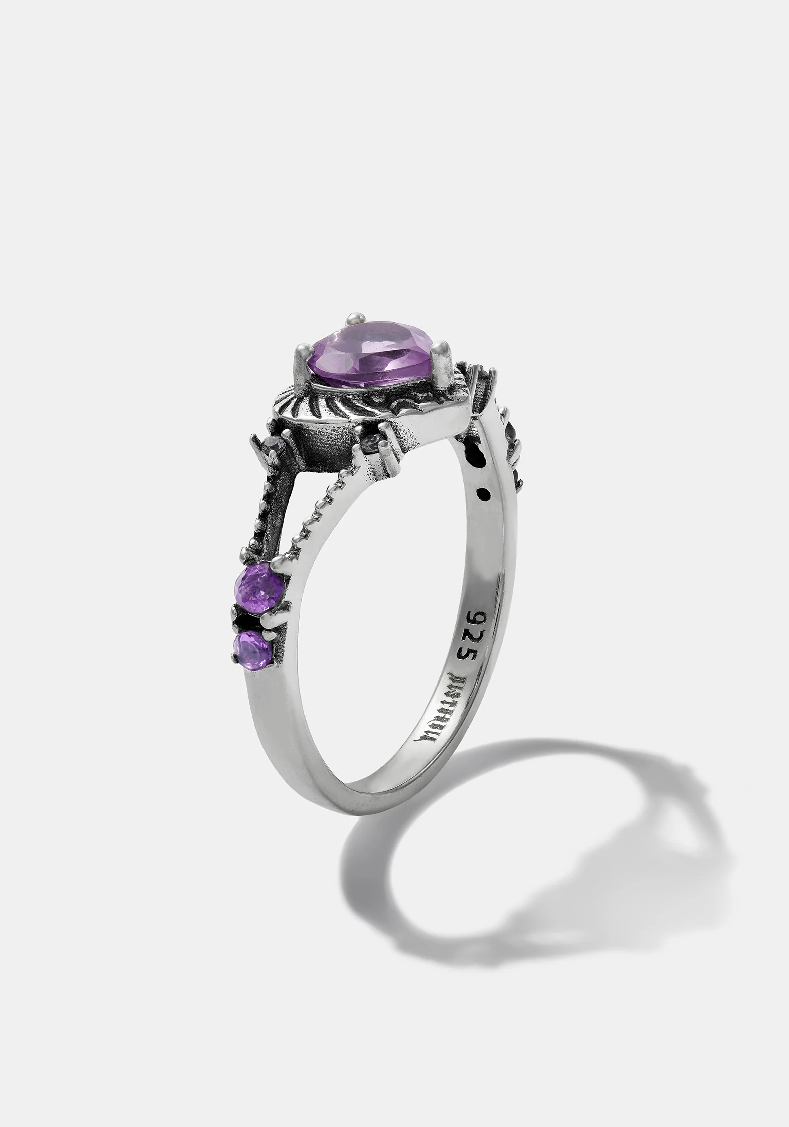 Devotion Sterling Silber Amethyst Herz Ring