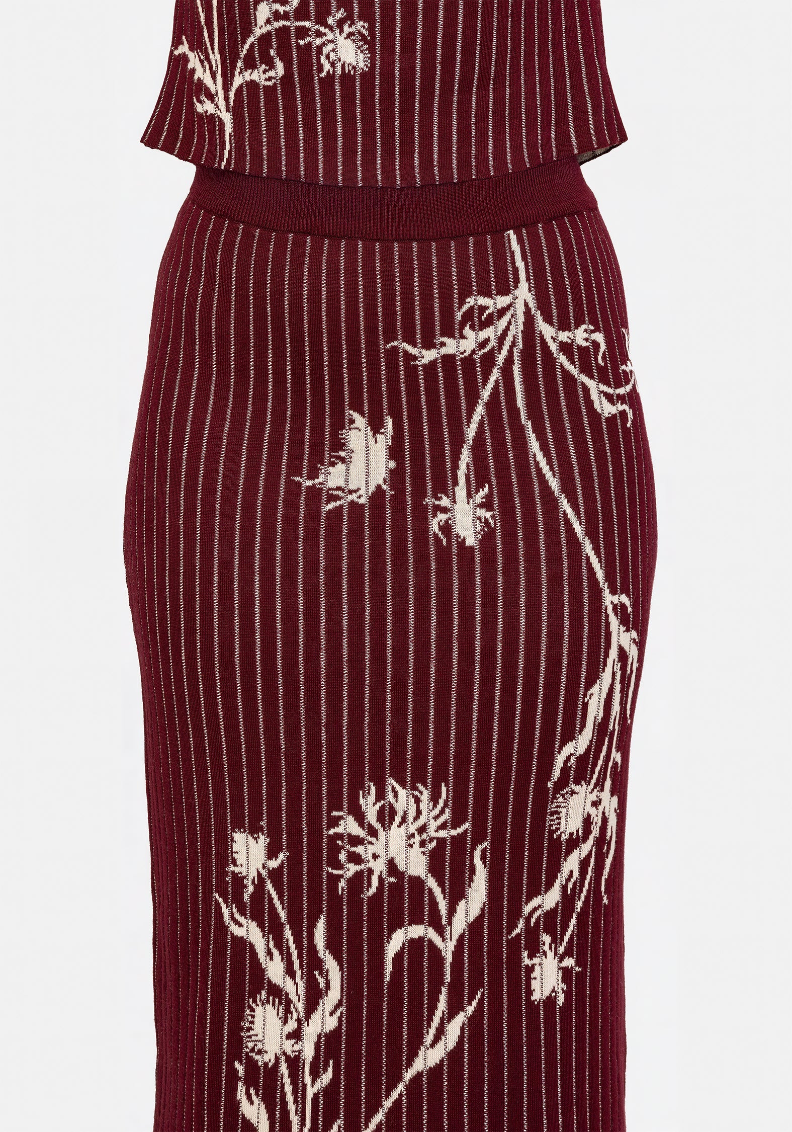 Diastella Blumenmuster Jacquard Rippe Gestrickt Maxi Rock - Image 4