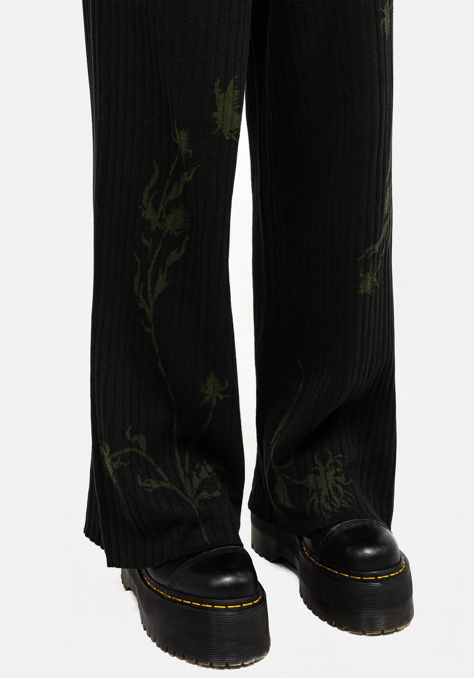 Diastella Blumenmuster Jacquard Rippe Gestrickt Hosen - Image 7