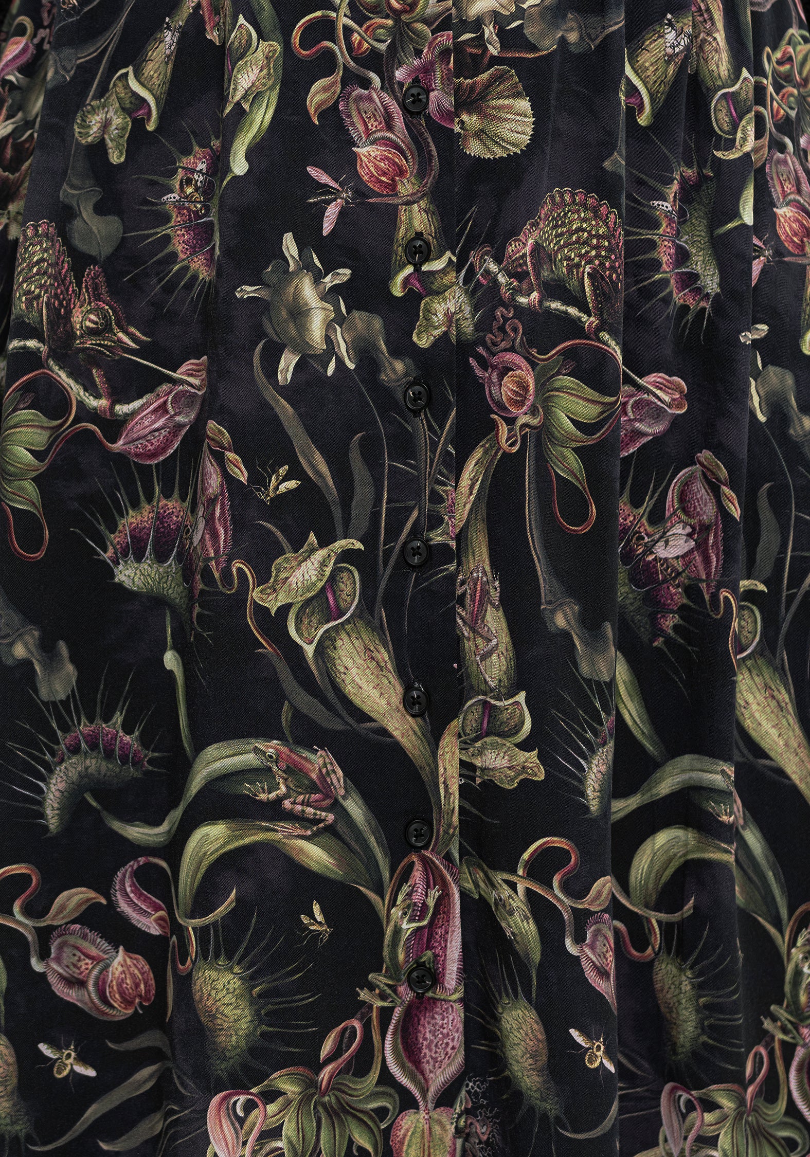 Dionaea Flytrap Print Viscose Midi Skirt - Image 3