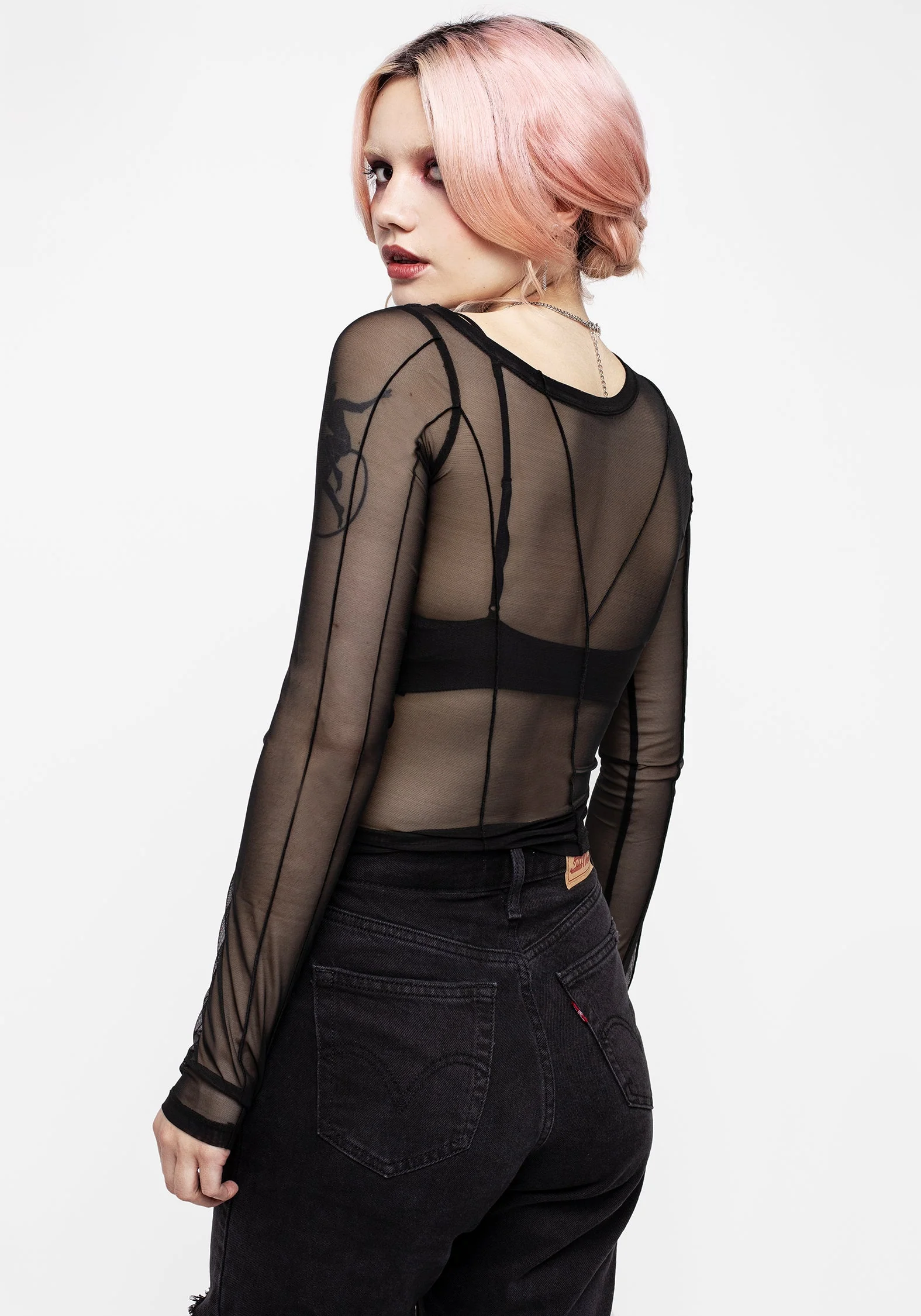 Dissident Asymmetrisch Seam Mesh Top - Image 3