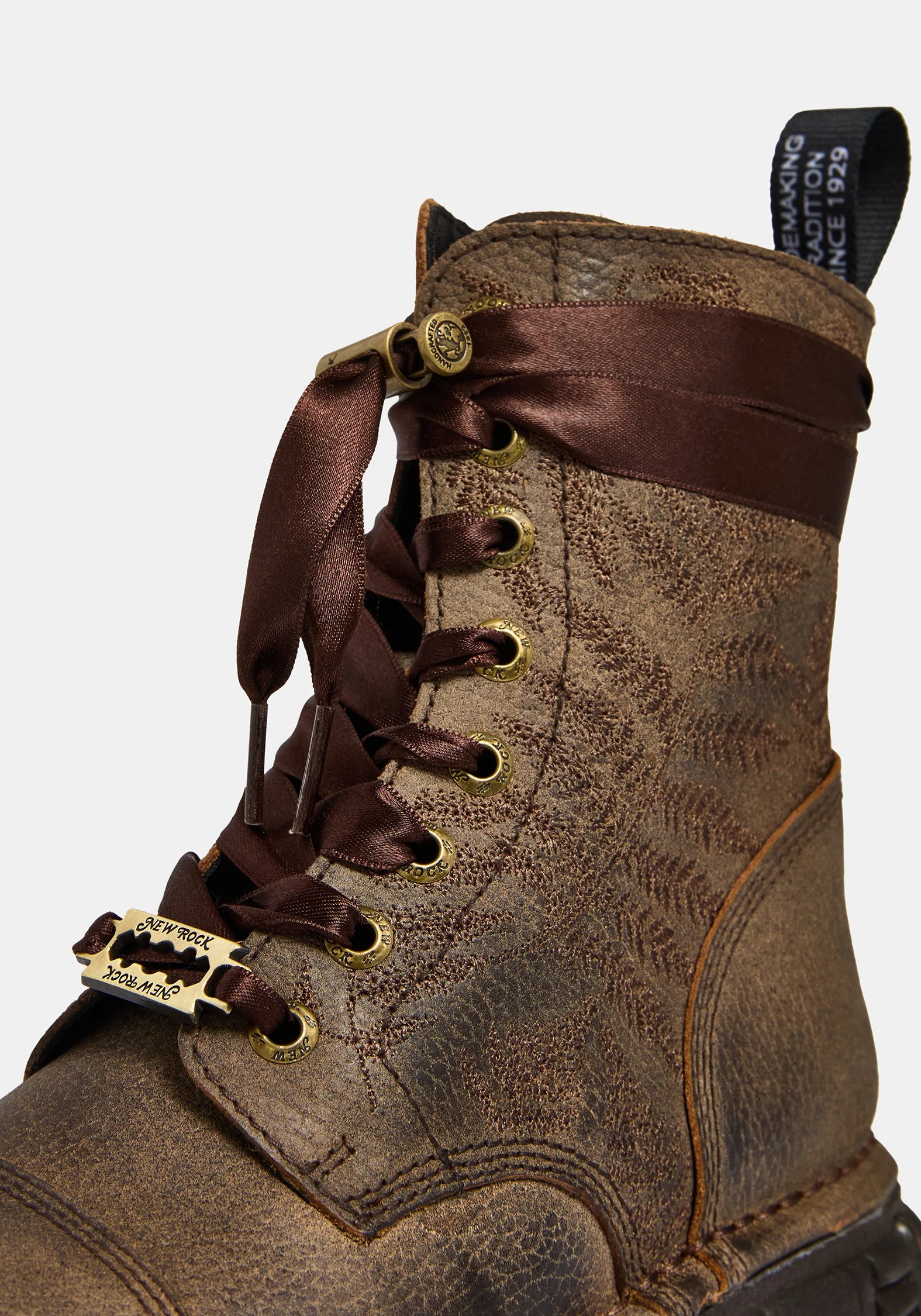 Disturbia x New Rock Farn Bestickt Spitze Hoch Stiefel - Image 5