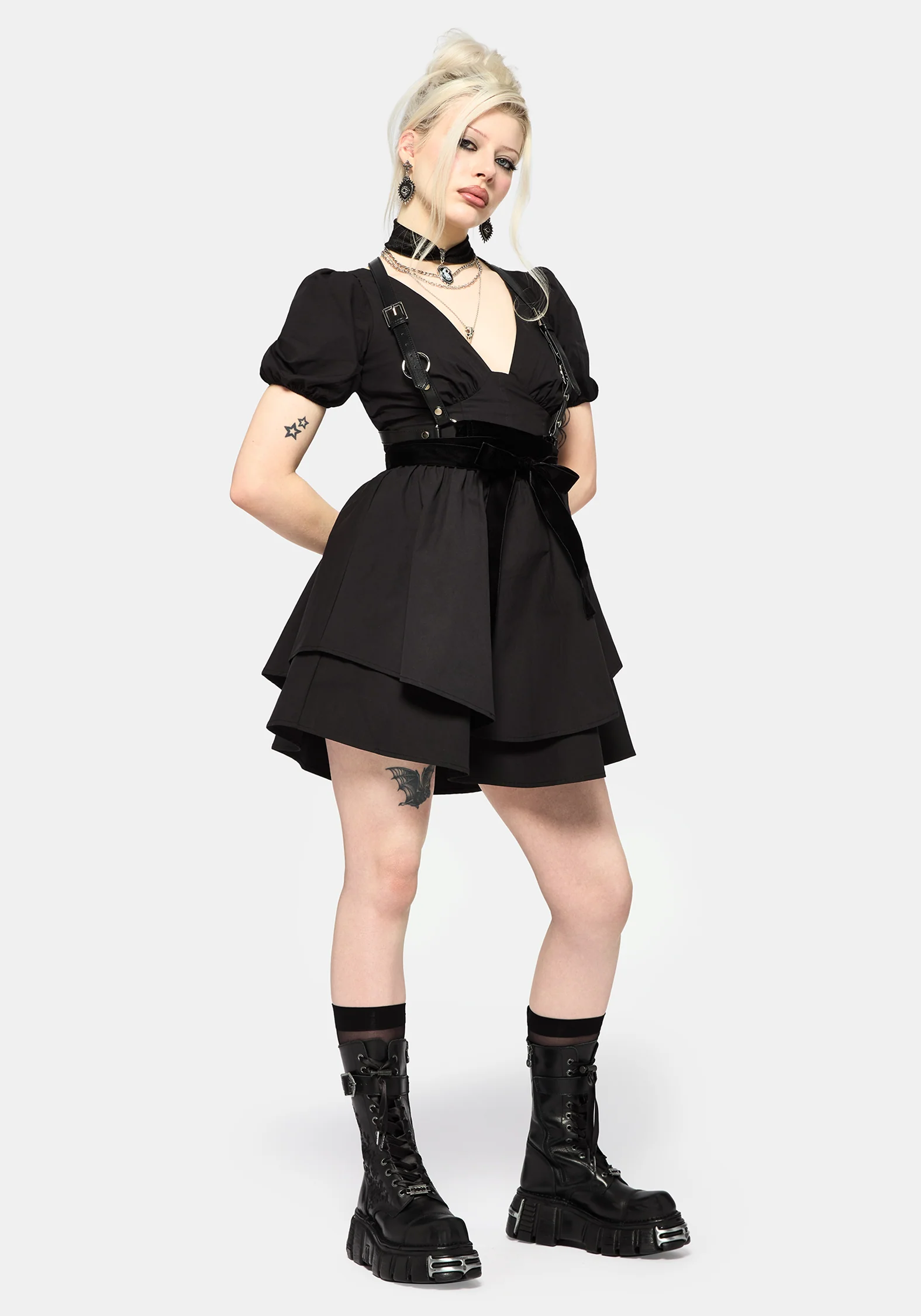 Disturbia x New Rock Rosamoth Bestickt Spitze Hoch Stiefel - Image 10
