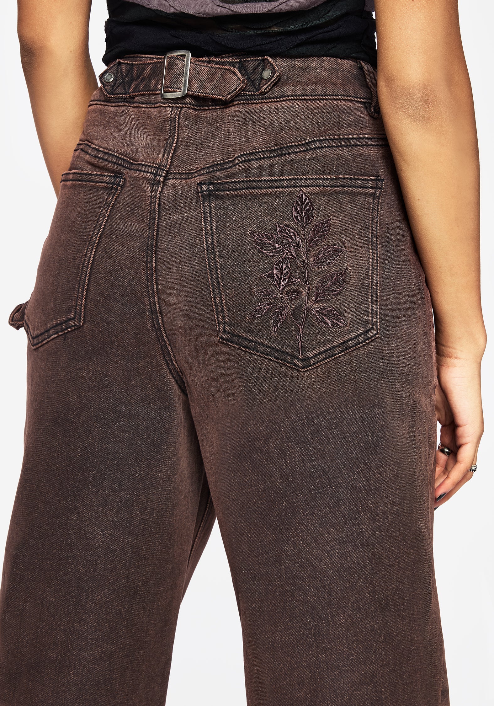 Echo Autumnal Blatt Bestickt Tasche Detail Kurz Geschnitten Jeans - Image 5