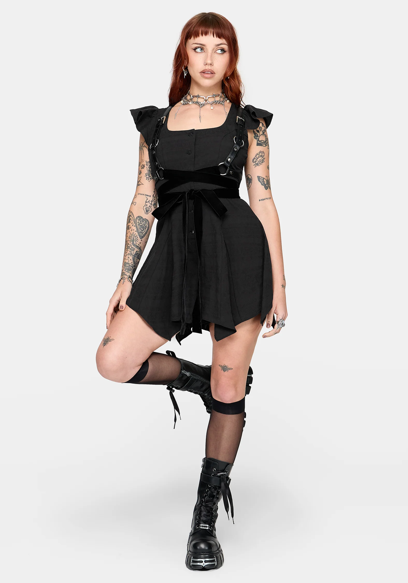Elindra Ruffle Neck Button Up Playsuit - Image 5