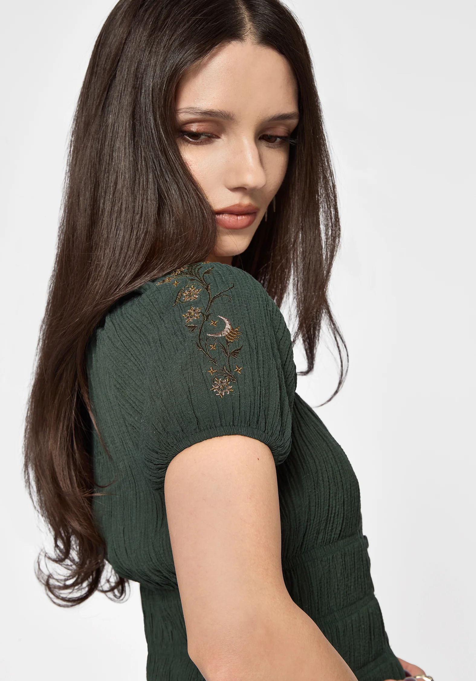 Elio Crinkle Embroidered Top - Image 2