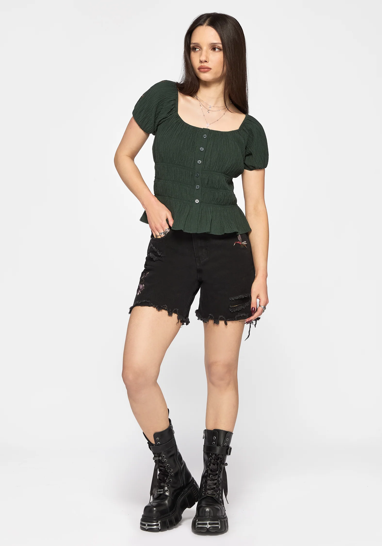 Elio Crinkle Embroidered Top - Image 5