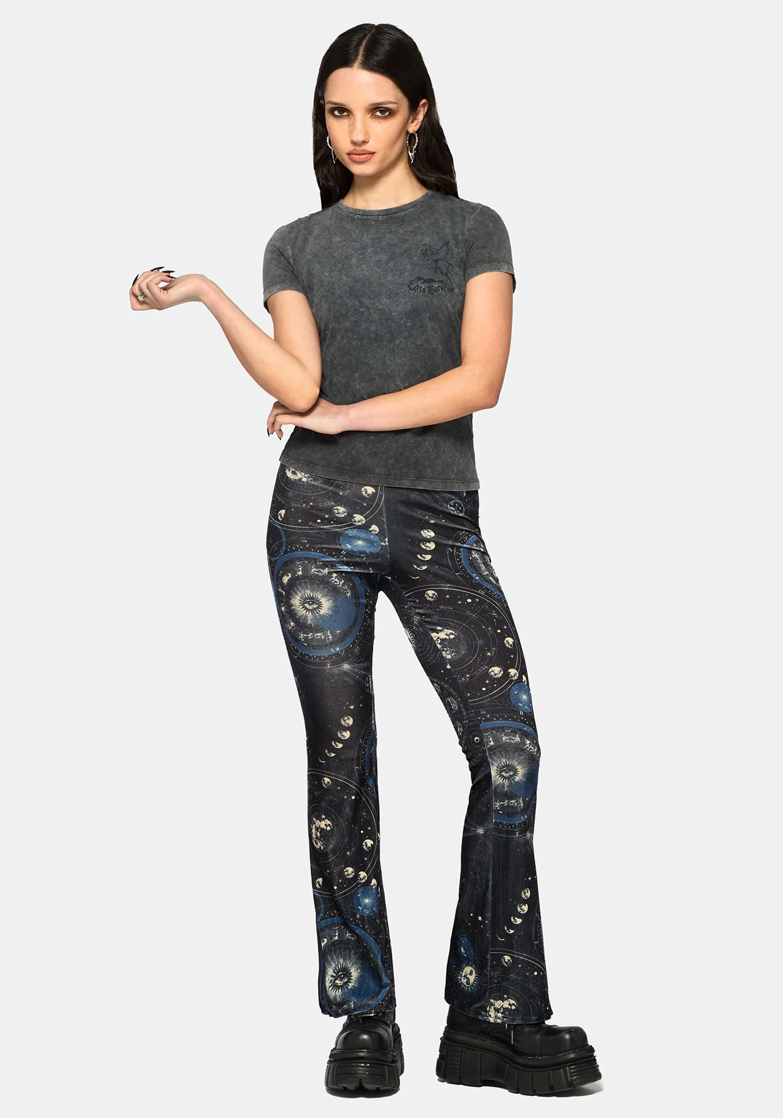 Elise Celestial Velours Geteilt Saum Ausgestellt - Image 4