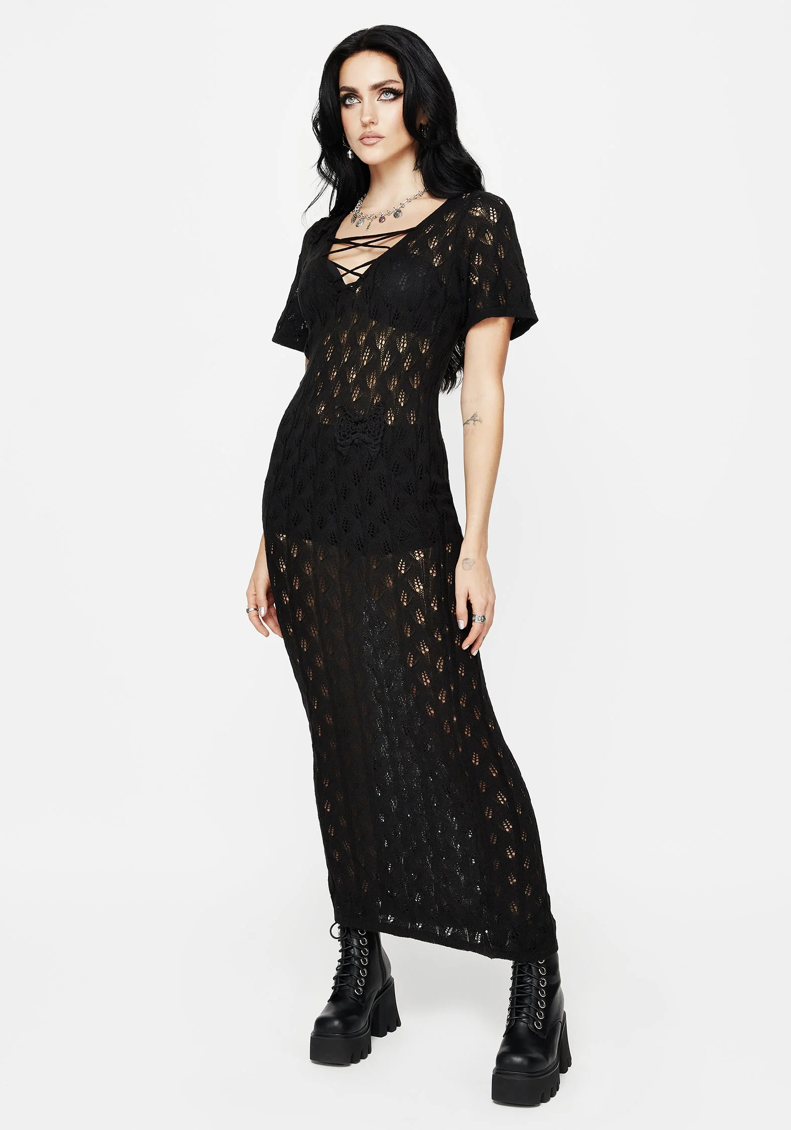 Elnora Motte Crochet Gestrickt Maxi Kleid - Image 5