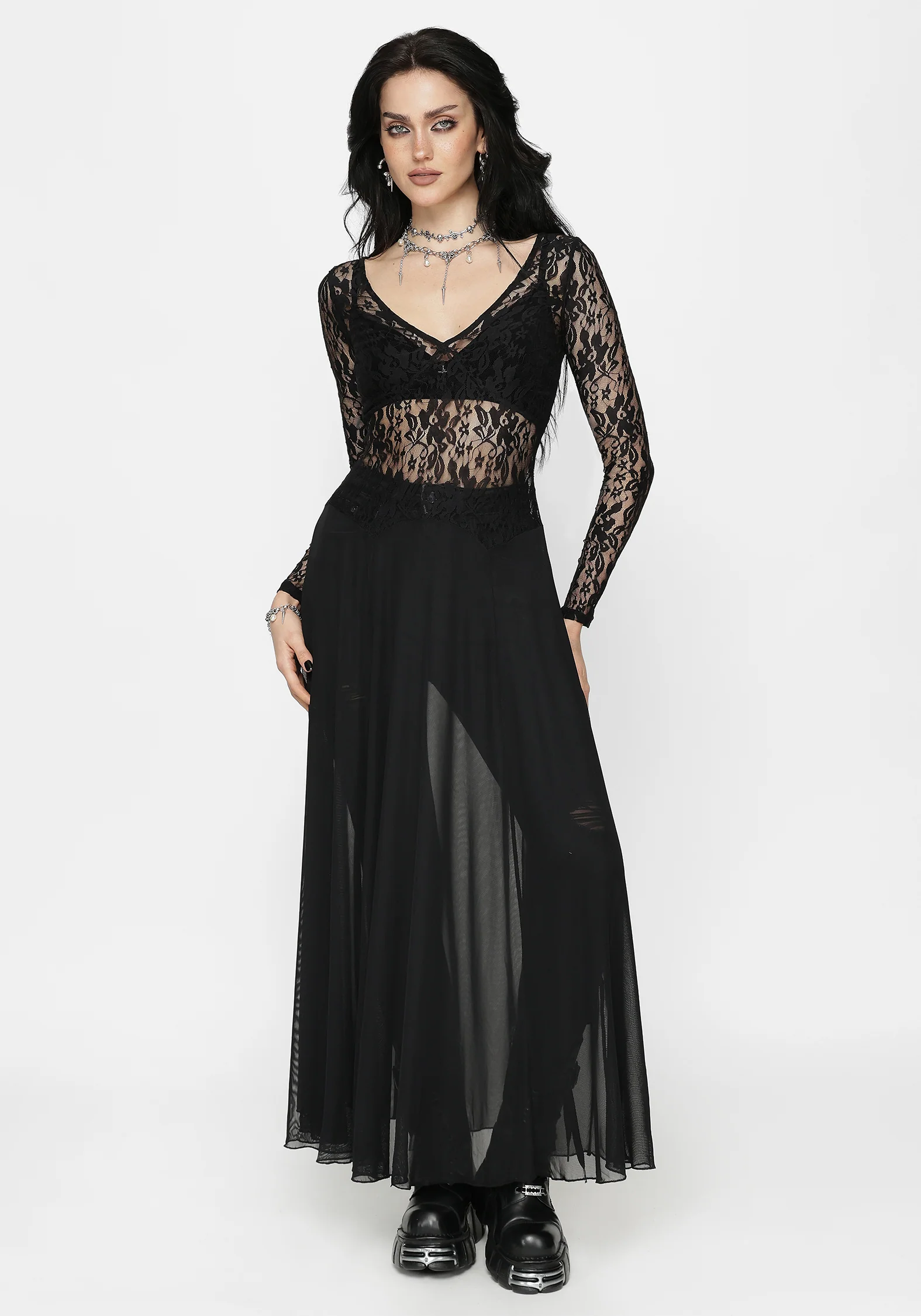 Eltharia Spitze Mieder Maxi Kleid