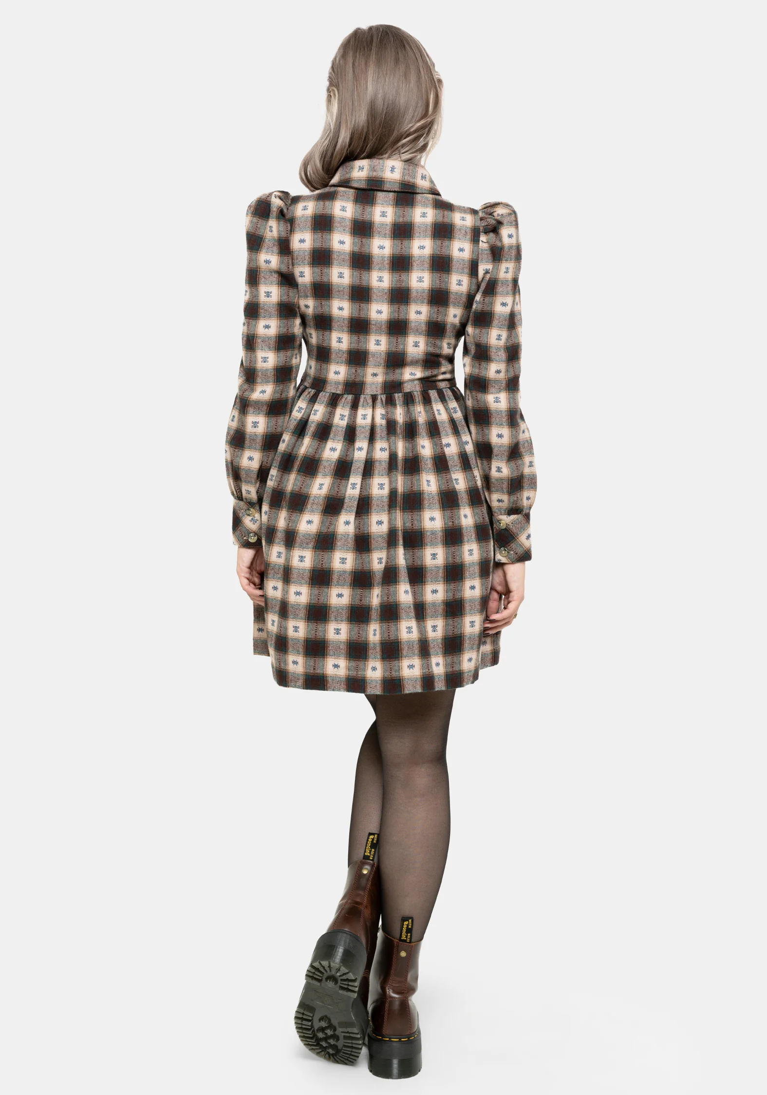 Emily Baumwolle Prüfen Mini Hemd Kleid - Image 3