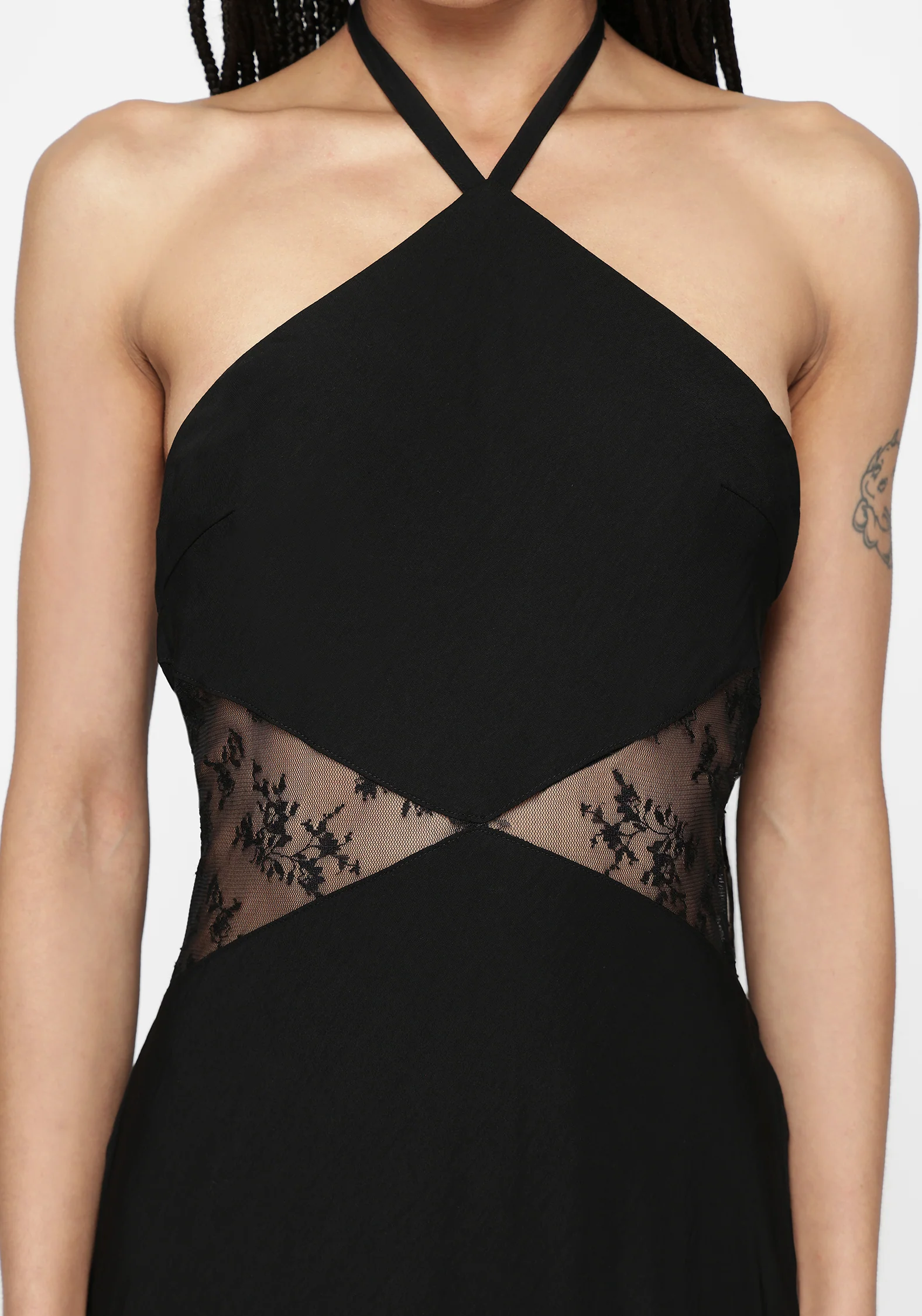 Endora Lace Side Panel Halterneck Maxi Dress - Image 2