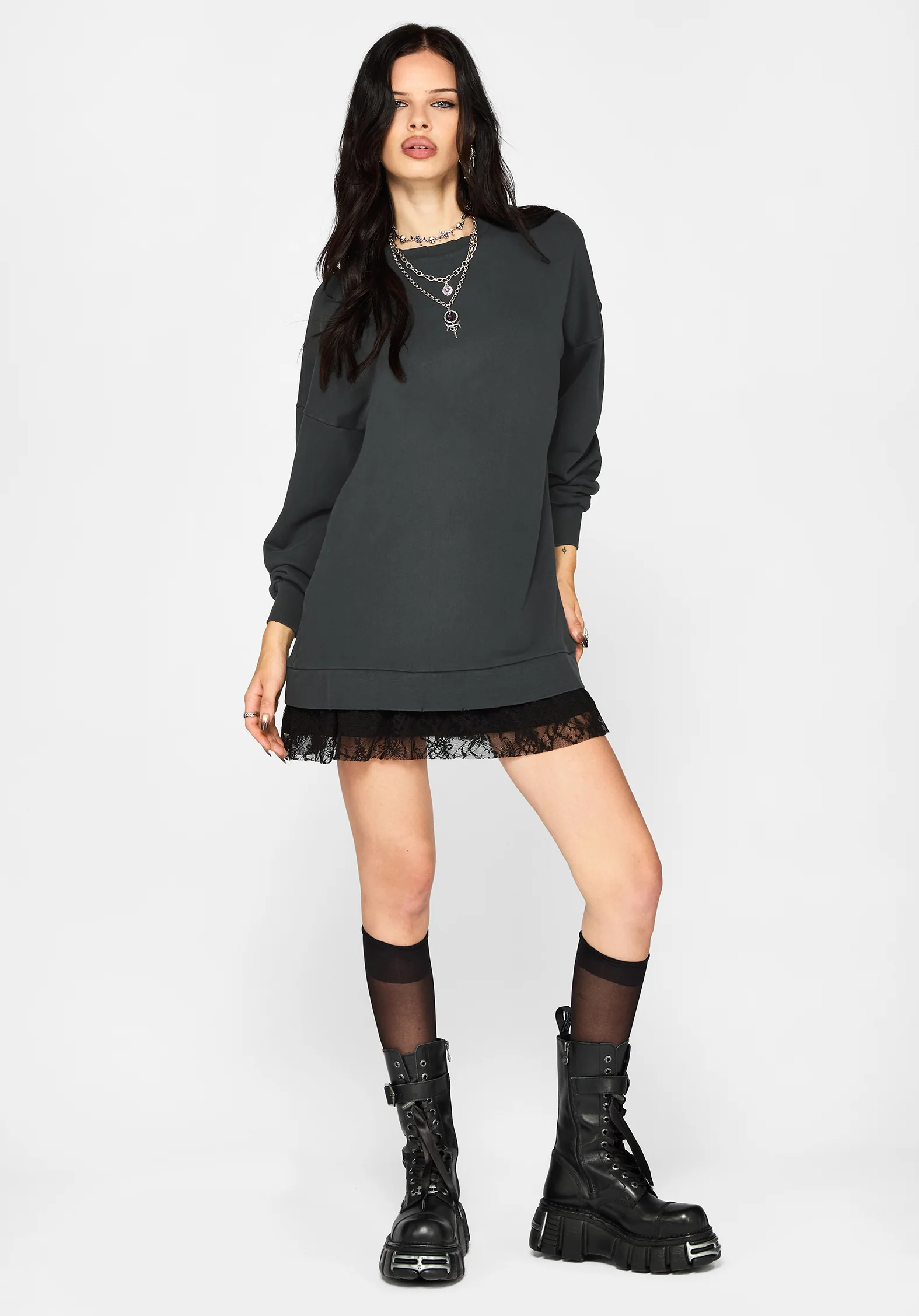 Erisda Lace Hem Sweater Dress - Image 3