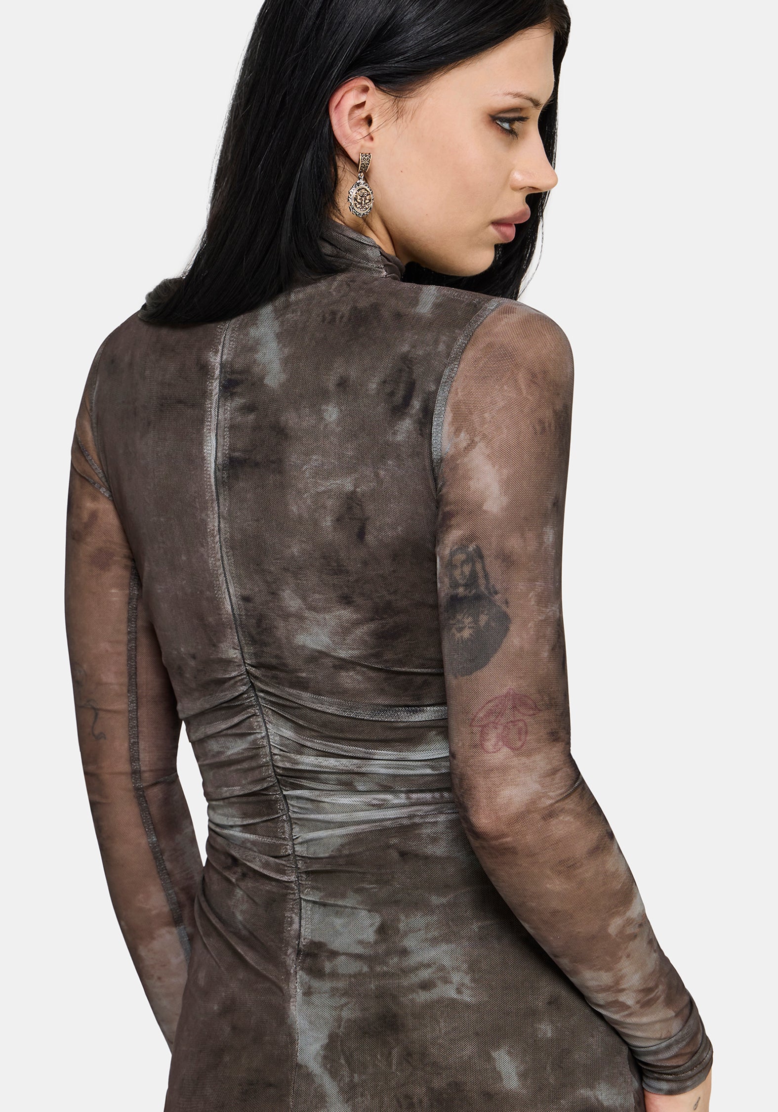 Eros Realm Grafik Mesh Midi Kleid - Image 7