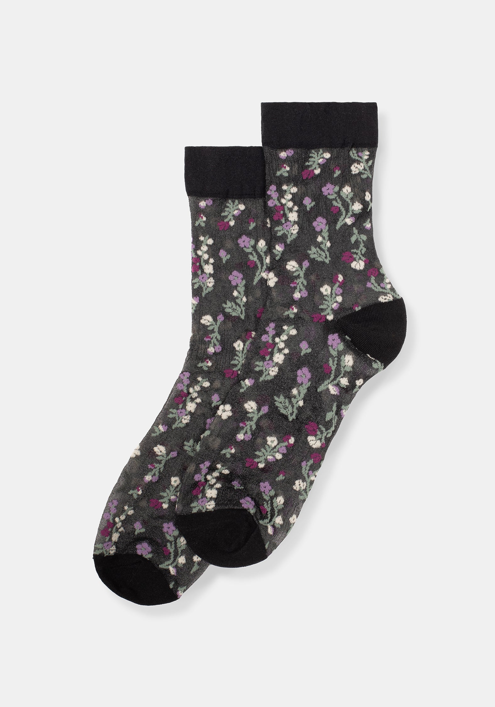 Everblooming Blumenmuster Mesh Socken - Lila - Image 6