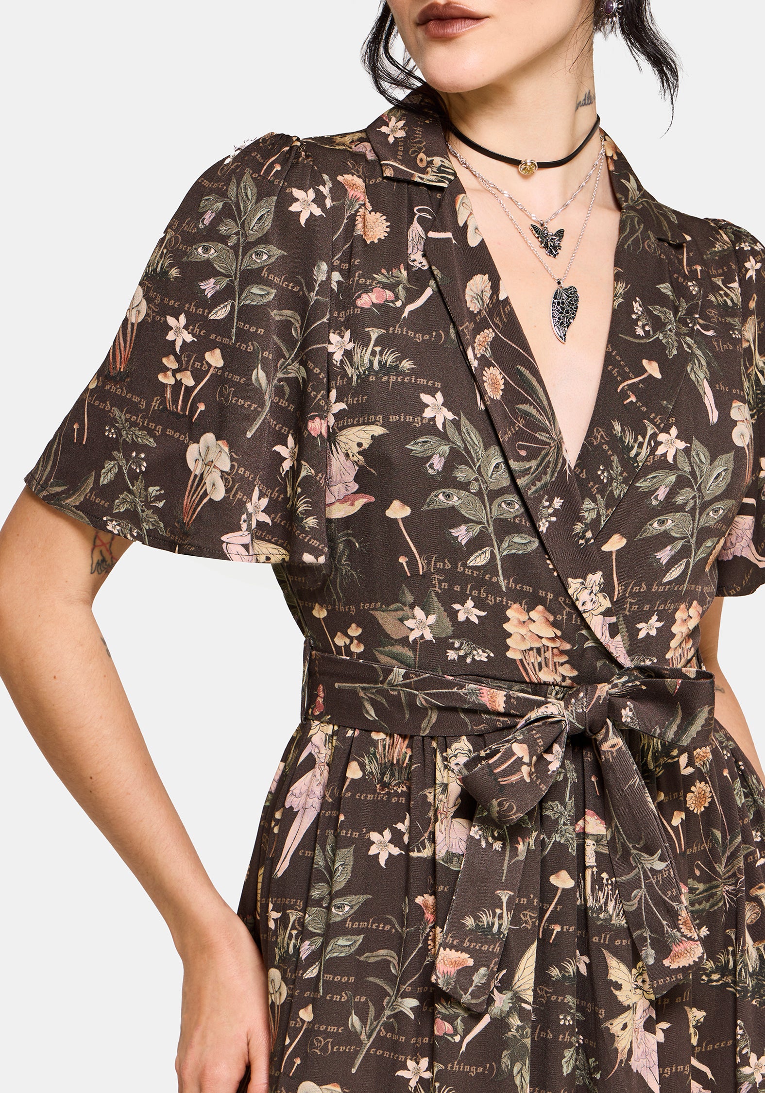 Faela Fee Krawatte Taille Wickel Midi Kleid - Image 2