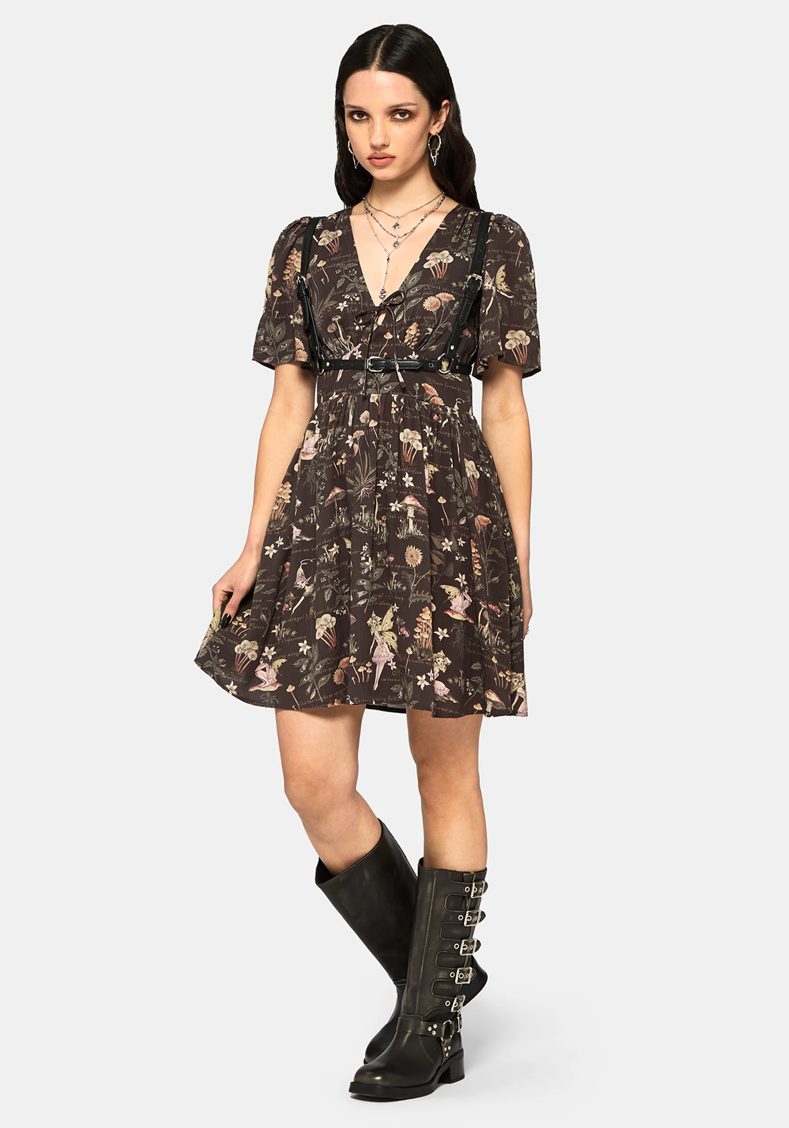 Faela Fee V-Ausschnitt Krawatte Mini Kleid - Image 4