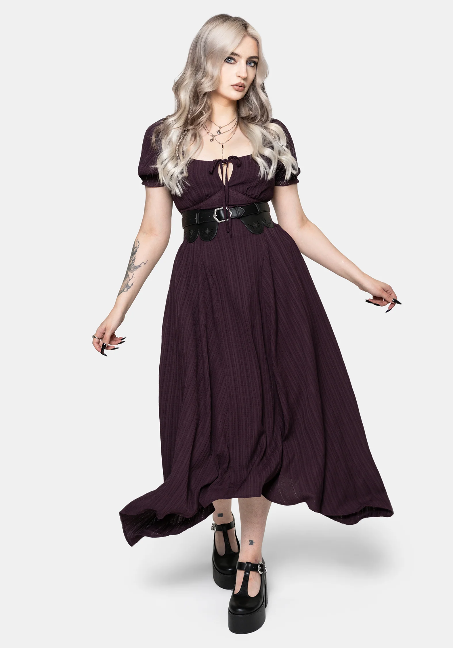 Fenella Keyhole Midi Kleid - Pflaume