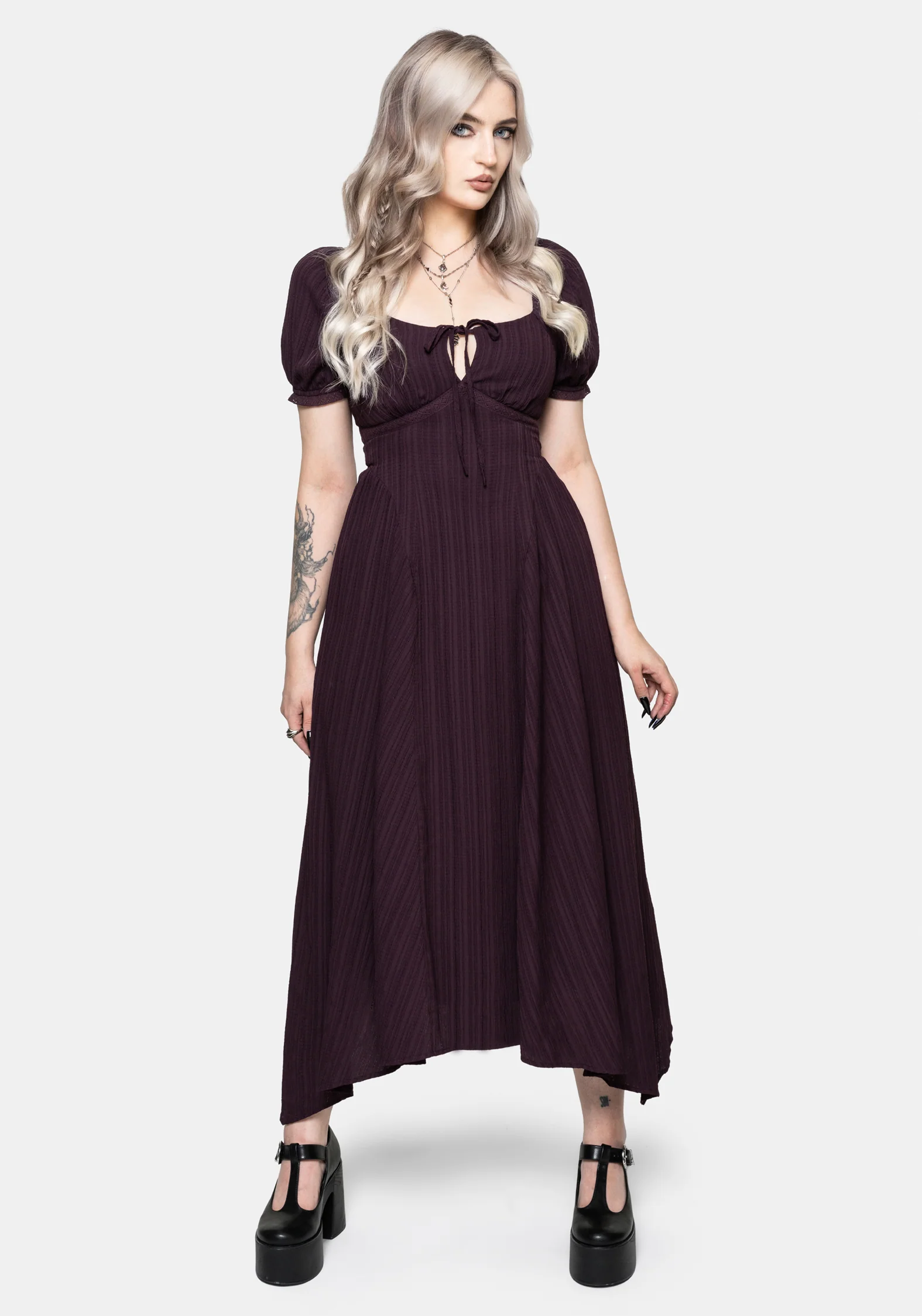 Fenella Keyhole Midi Kleid - Pflaume - Image 6