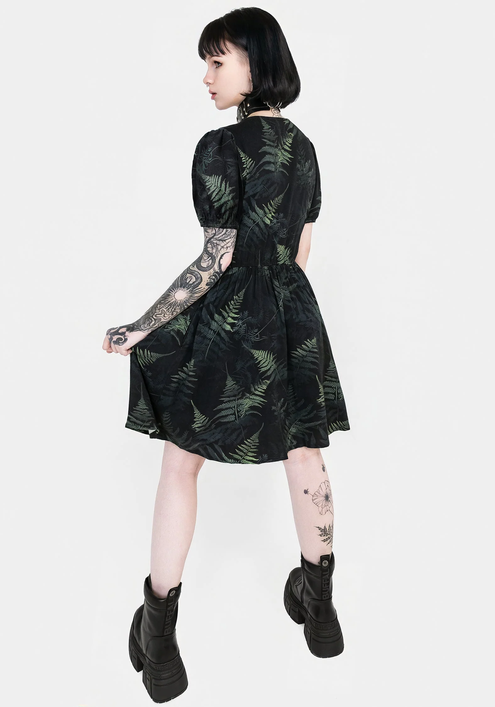 Fernery Knopf Hoch Korsett Mini Kleid - Image 3