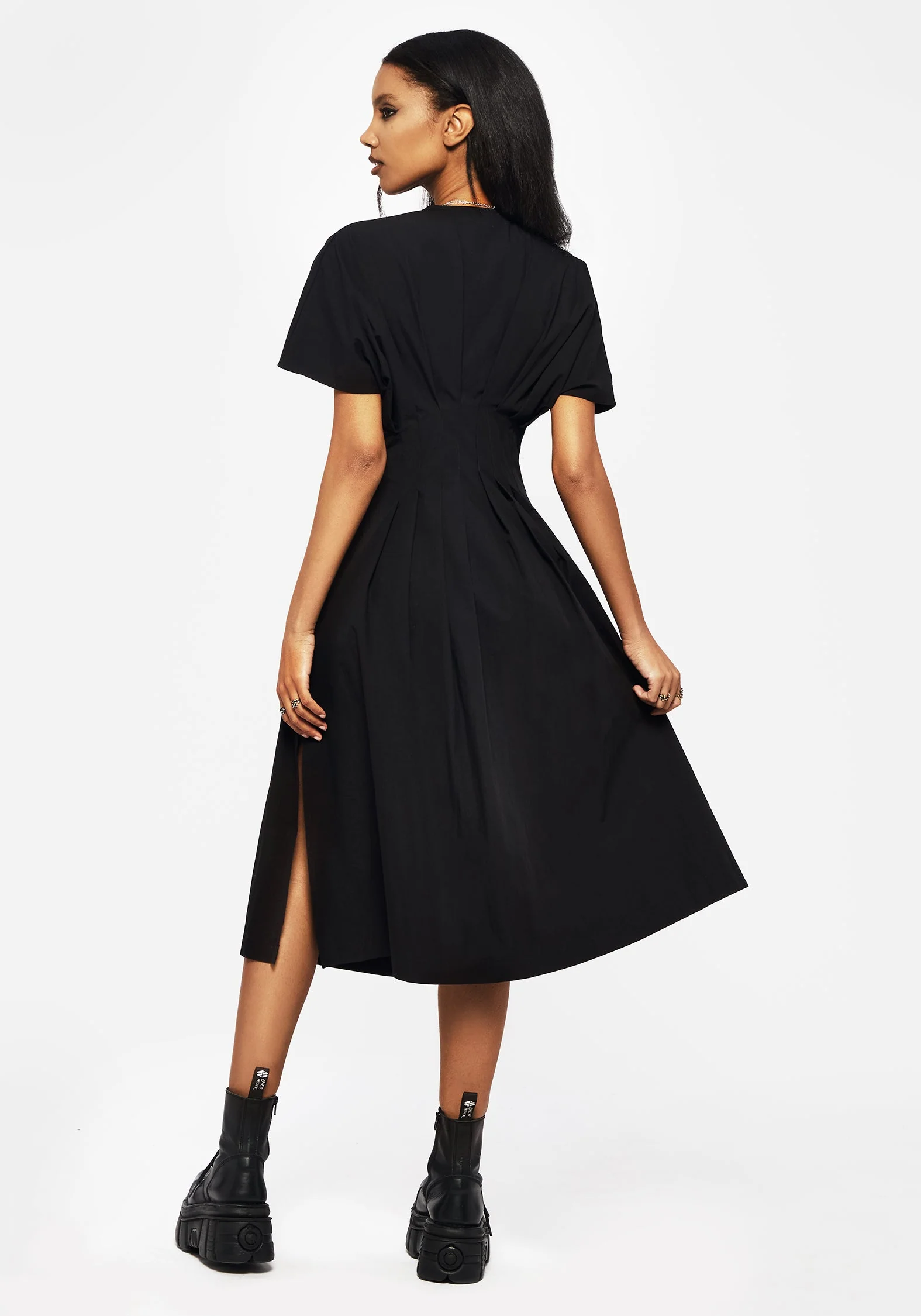 Finis Baumwolle Knopf Hoch Midi Hemd Kleid - Image 3
