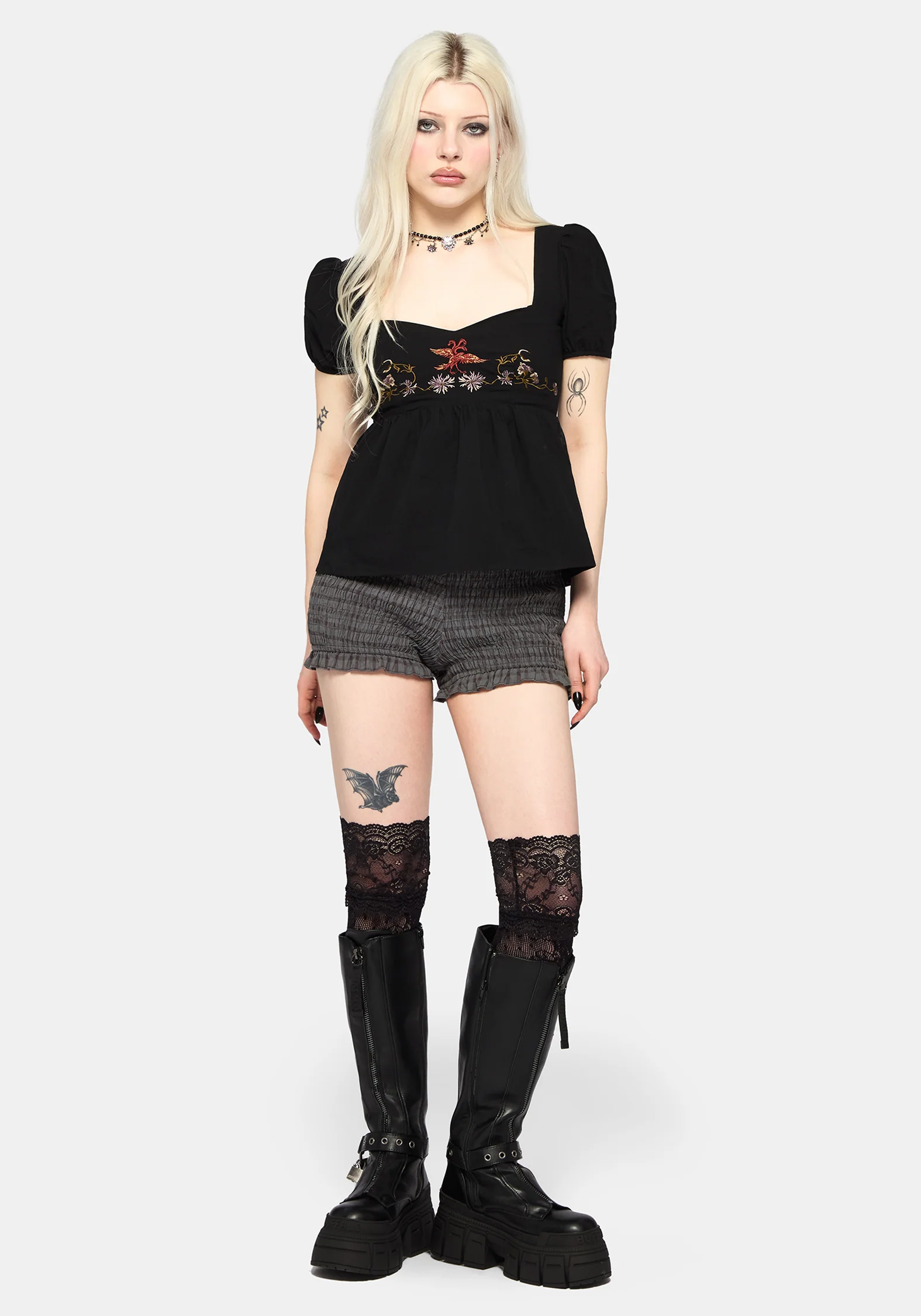 Genevra Bestickt Babydoll Top - Image 4