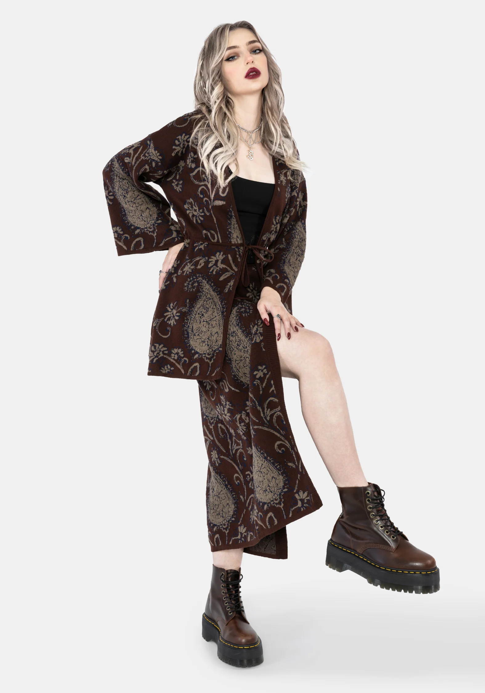 Gillian Baumwolle Paisley Gestrickt Midi Wickel Rock - Image 6