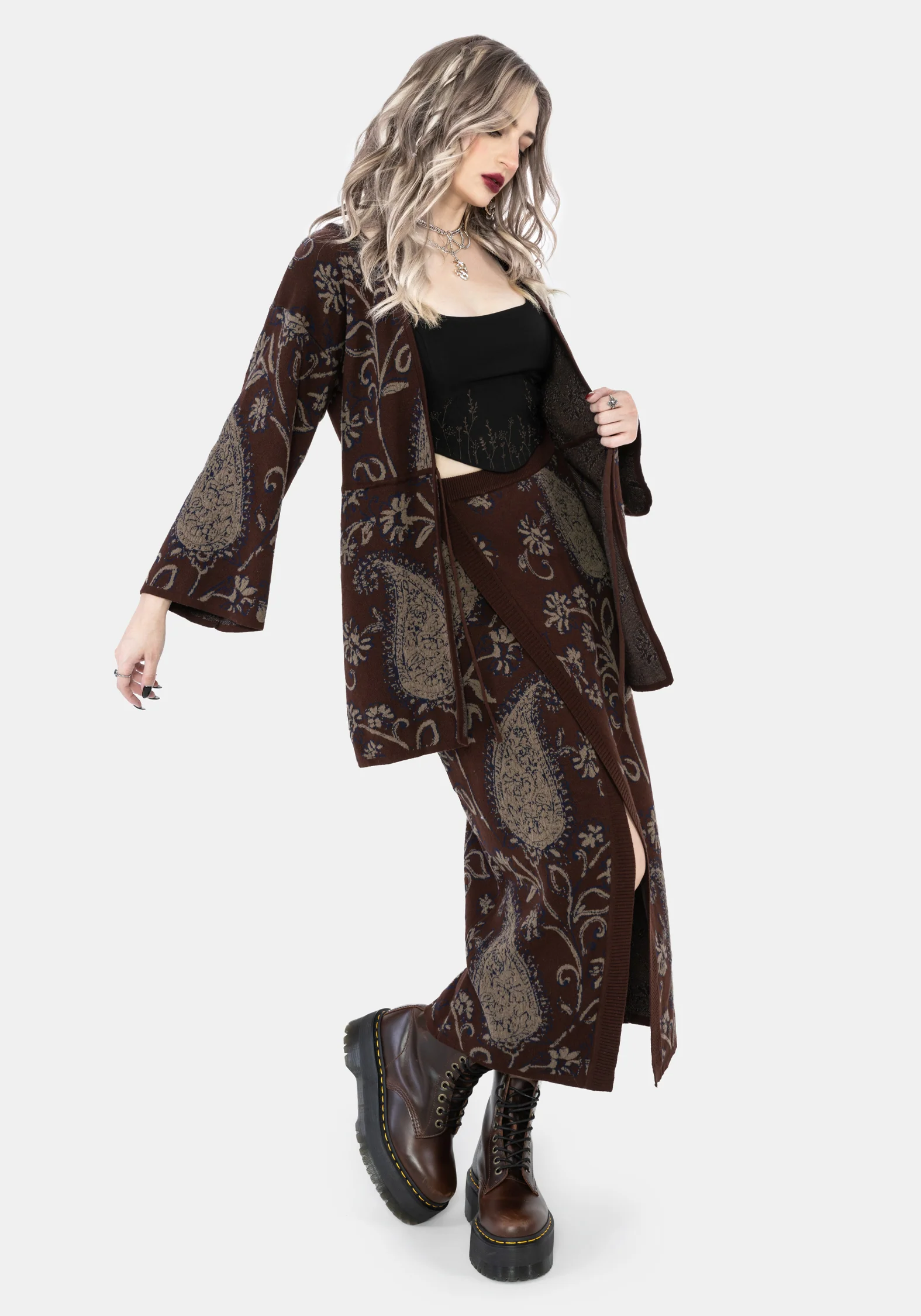 Gillian Baumwolle Paisley Gestrickt Midi Wickel Rock - Image 8