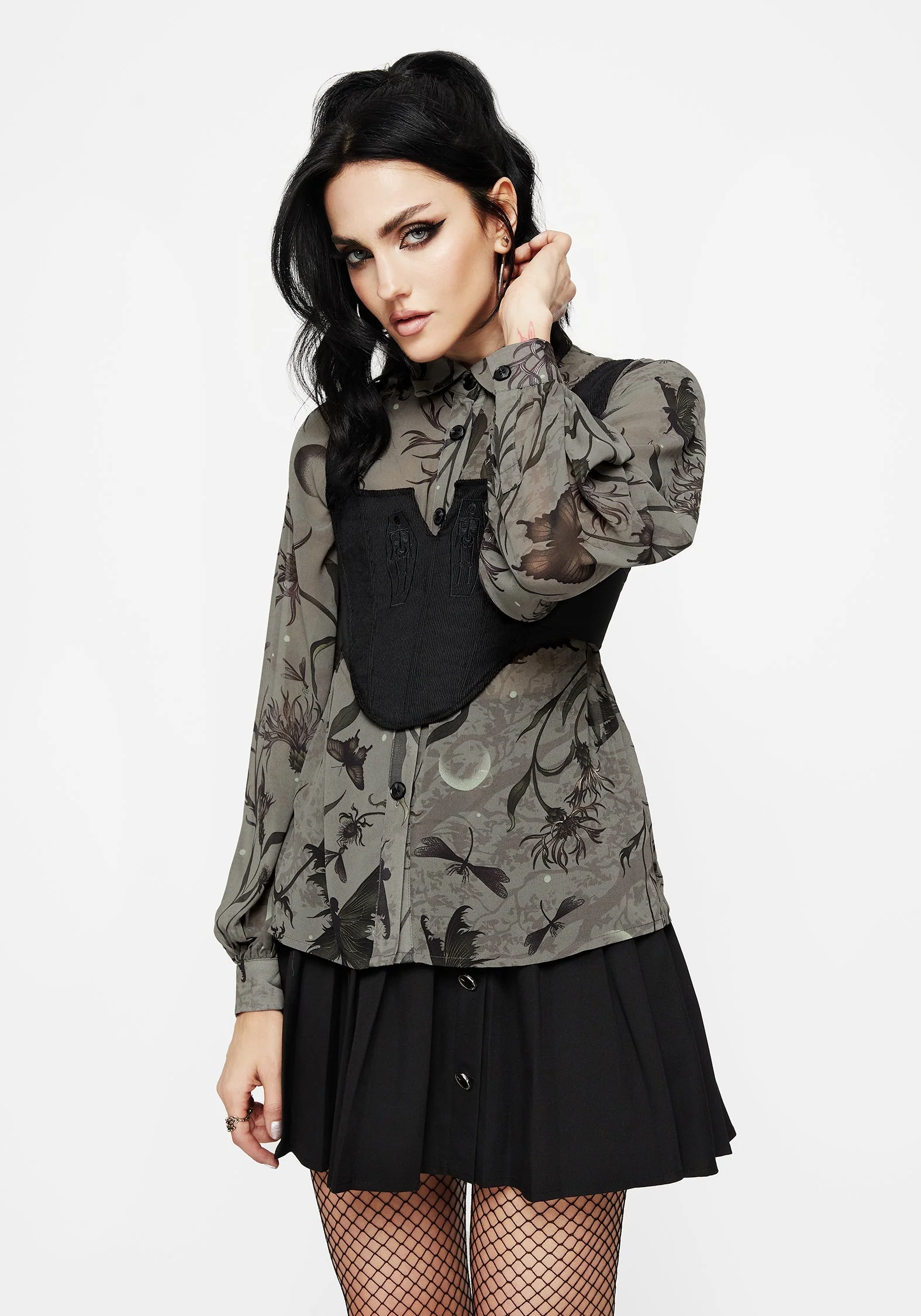 Gloriana Blumenmuster Druck Chiffon Hemd - Image 5