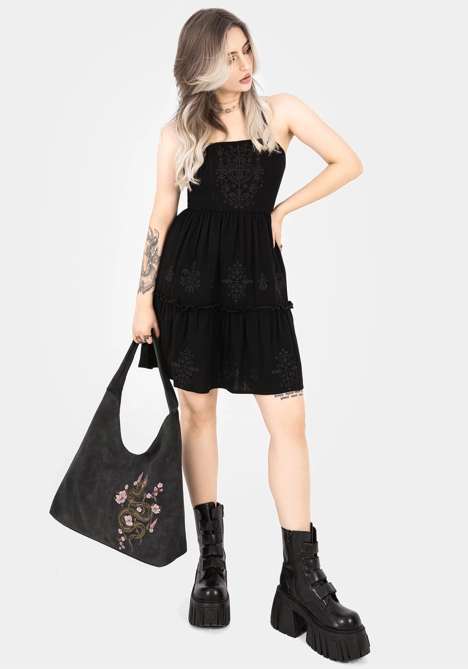 Gorgon Schlange Bestickt Kunst- Suede Tote Tasche - Image 7