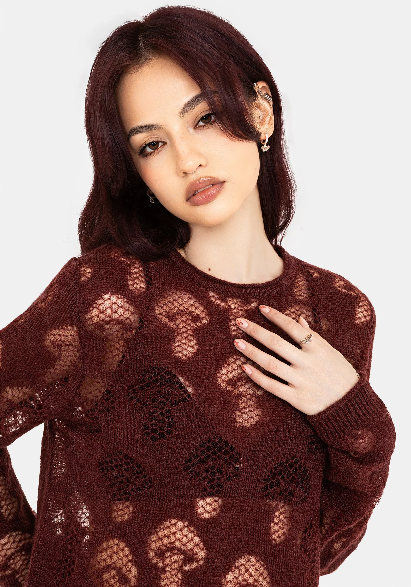 Harriet Lurex Pilz Detail Gestrickt Pullover - Image 5