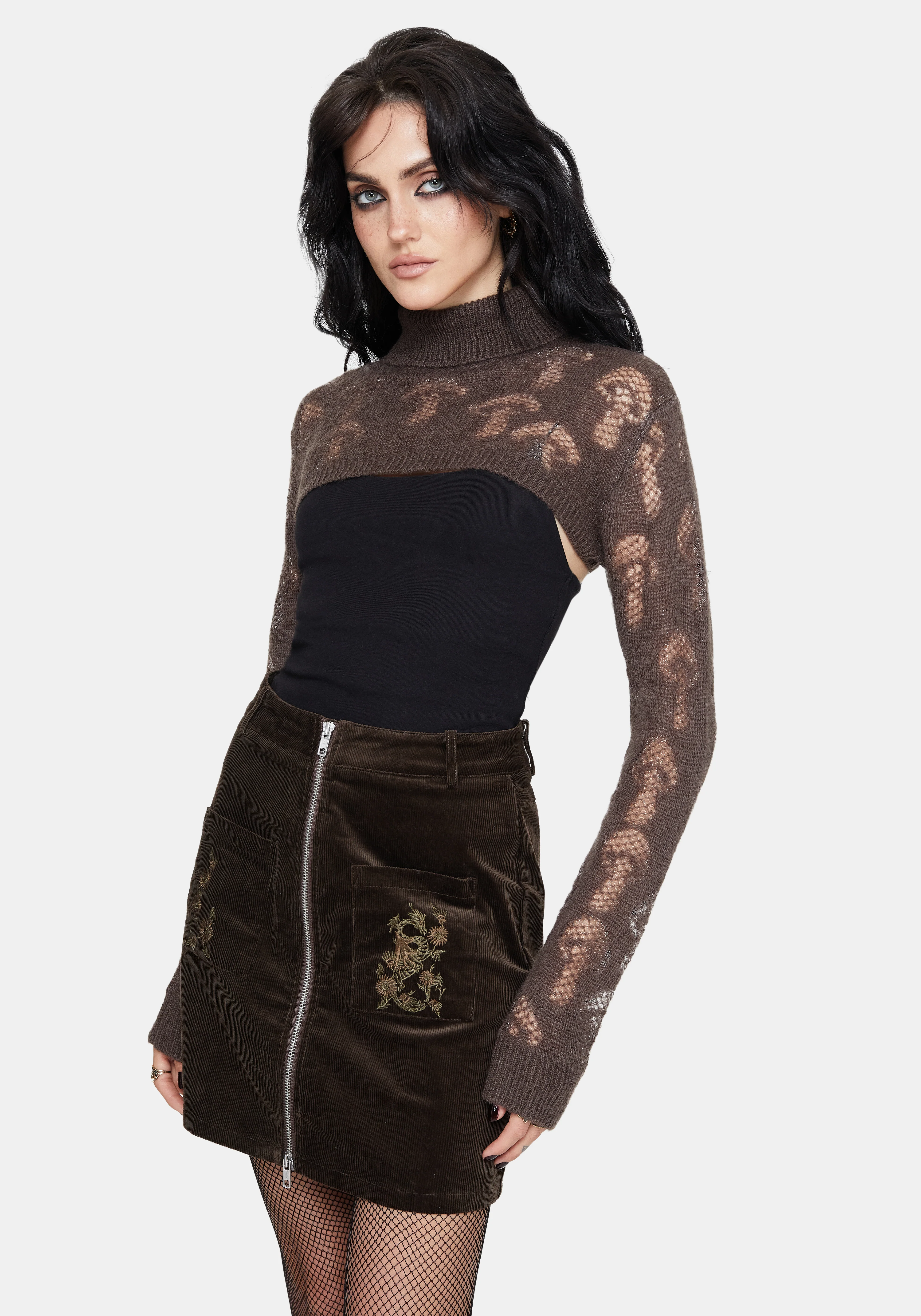 Harriet Pilz Jacquard Extreme Kurz Pullover - Taupe - Image 6