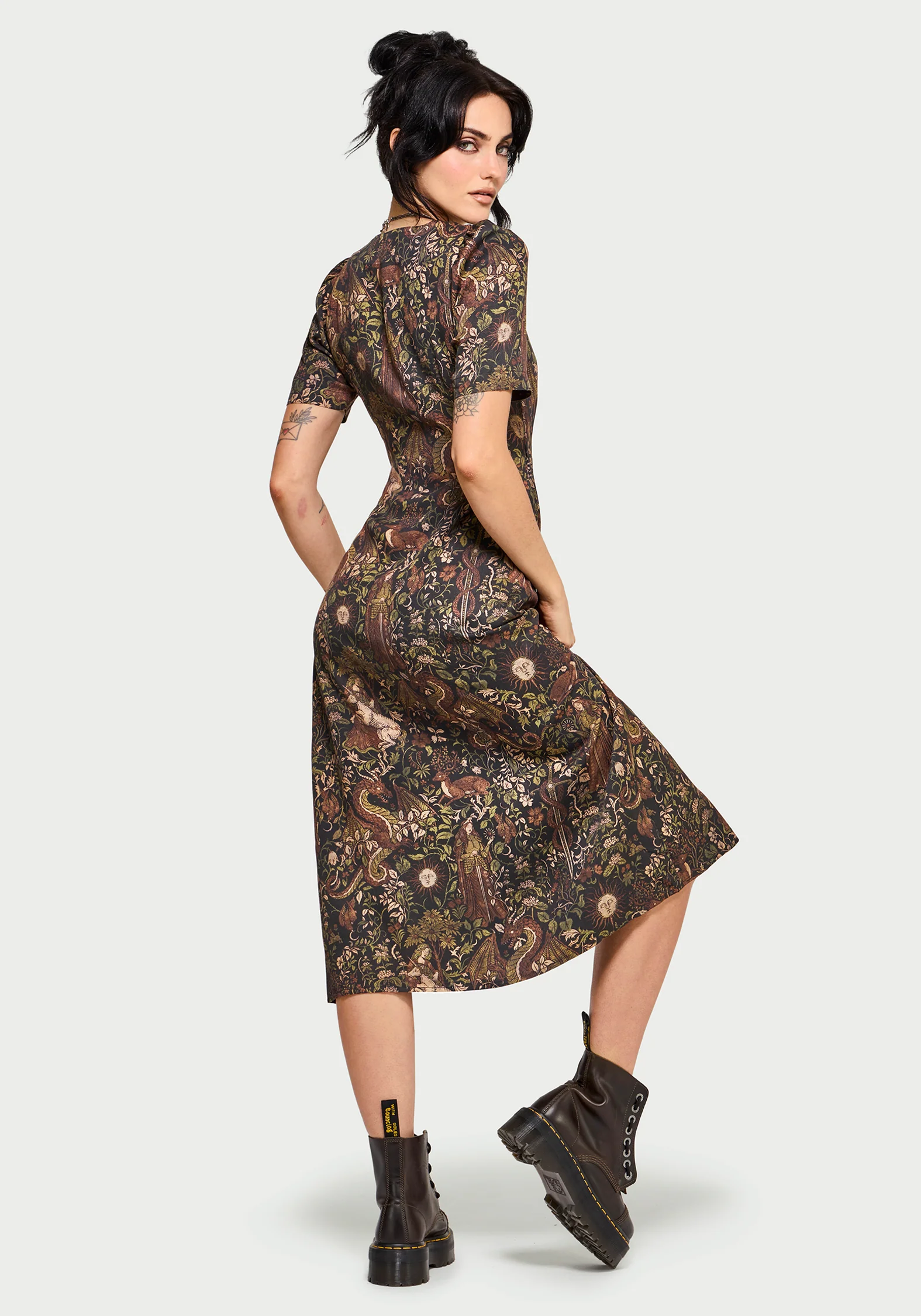 Haunt Mittelalterlich Druck Wickel Midi Hemd Kleid - Image 3
