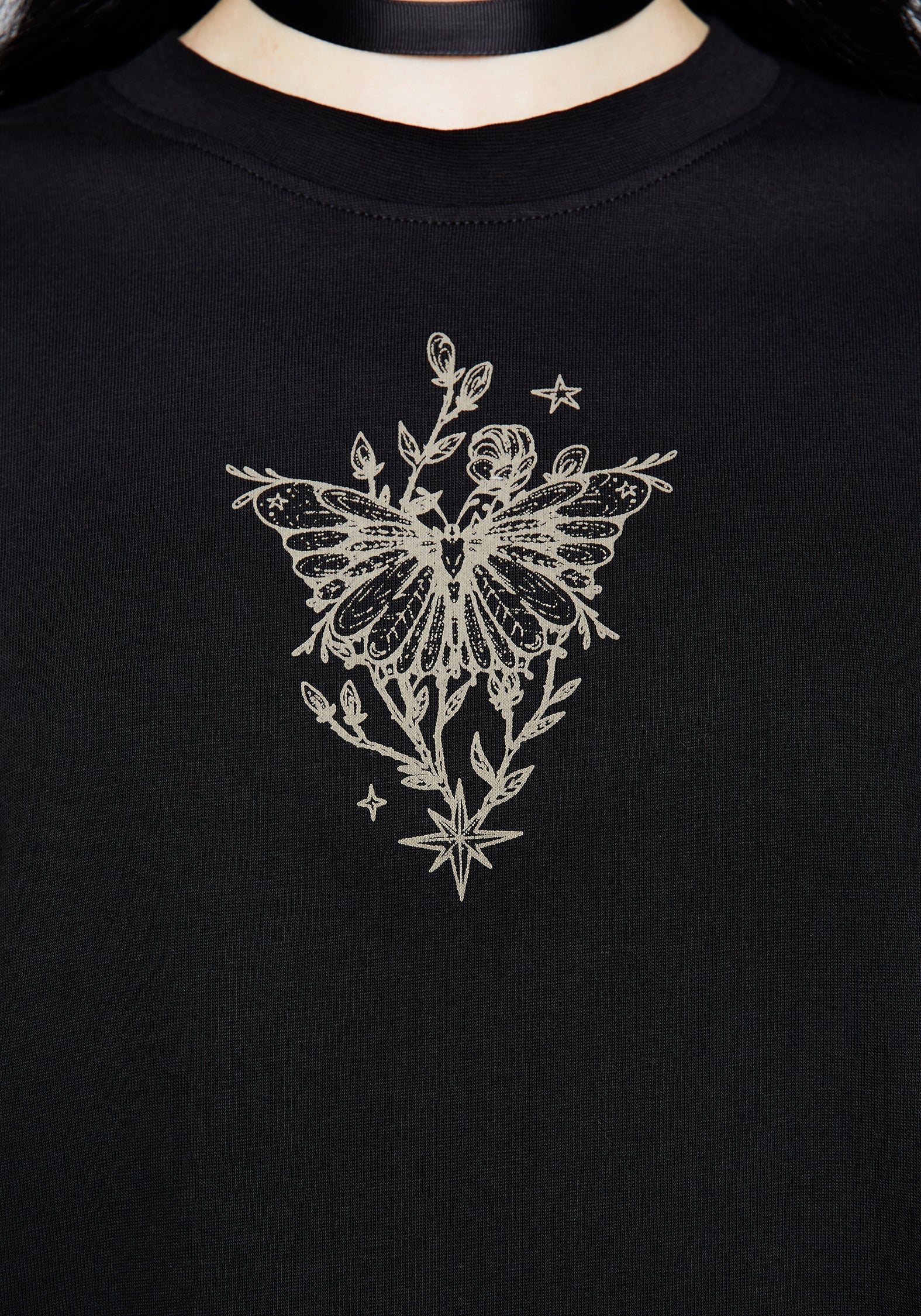 Hawkmoth Grafik Druck Kastenförmig Kurz T-Shirt - Image 2