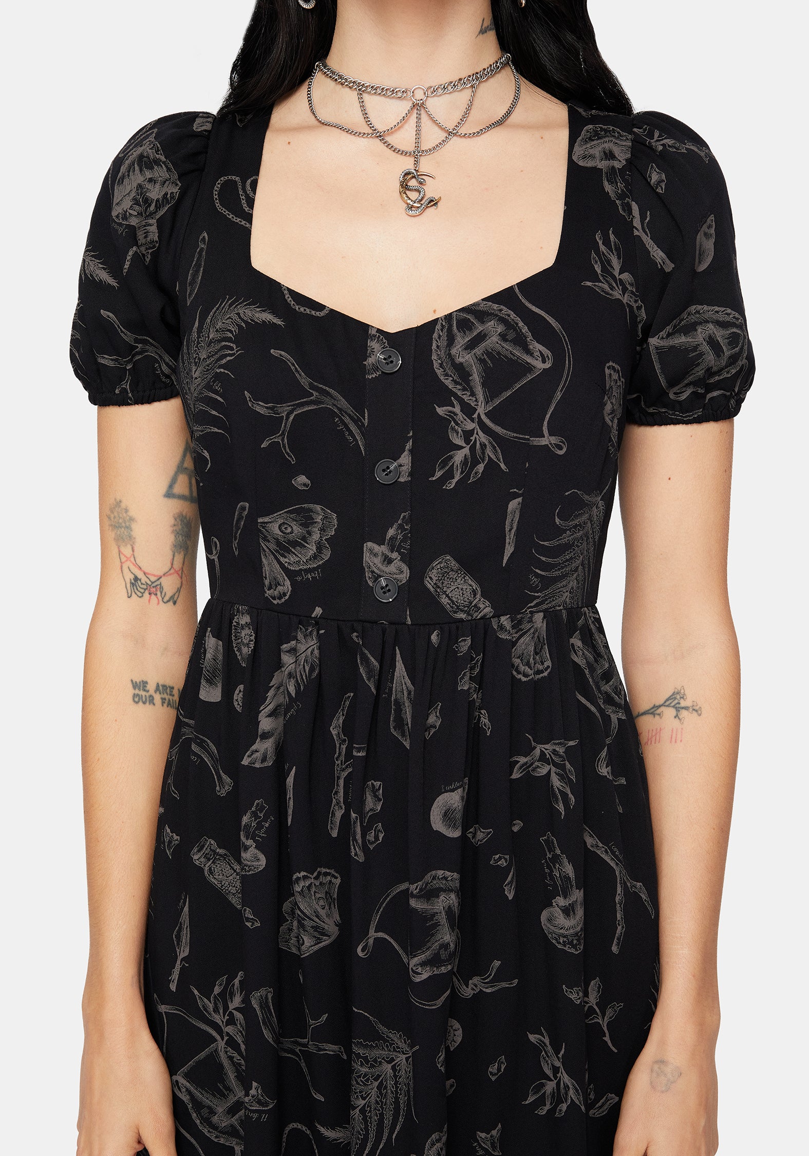 Helena Hochland Futtersuche Knopf Hoch Midi Kleid - Image 2