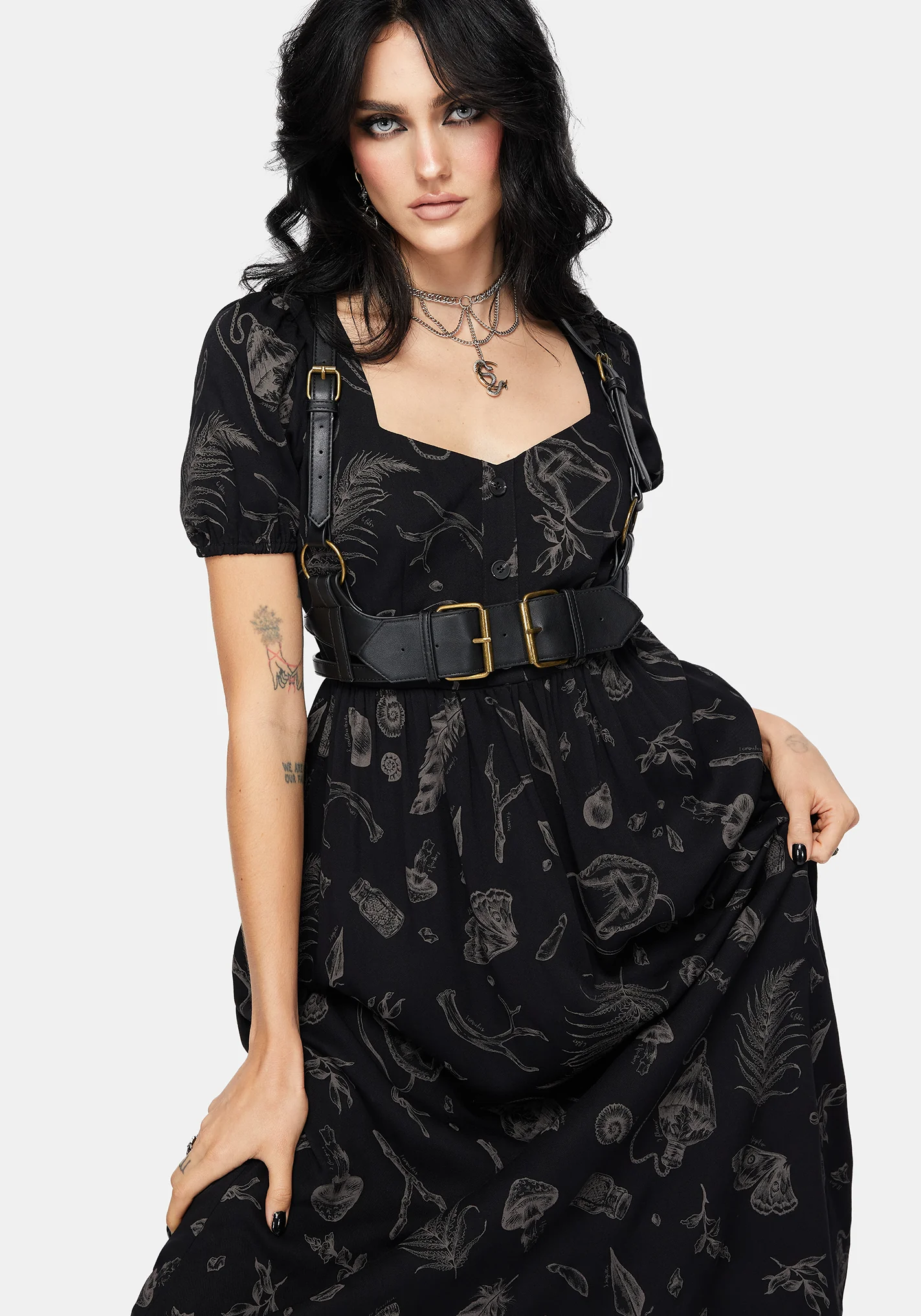 Helena Hochland Futtersuche Knopf Hoch Midi Kleid - Image 4