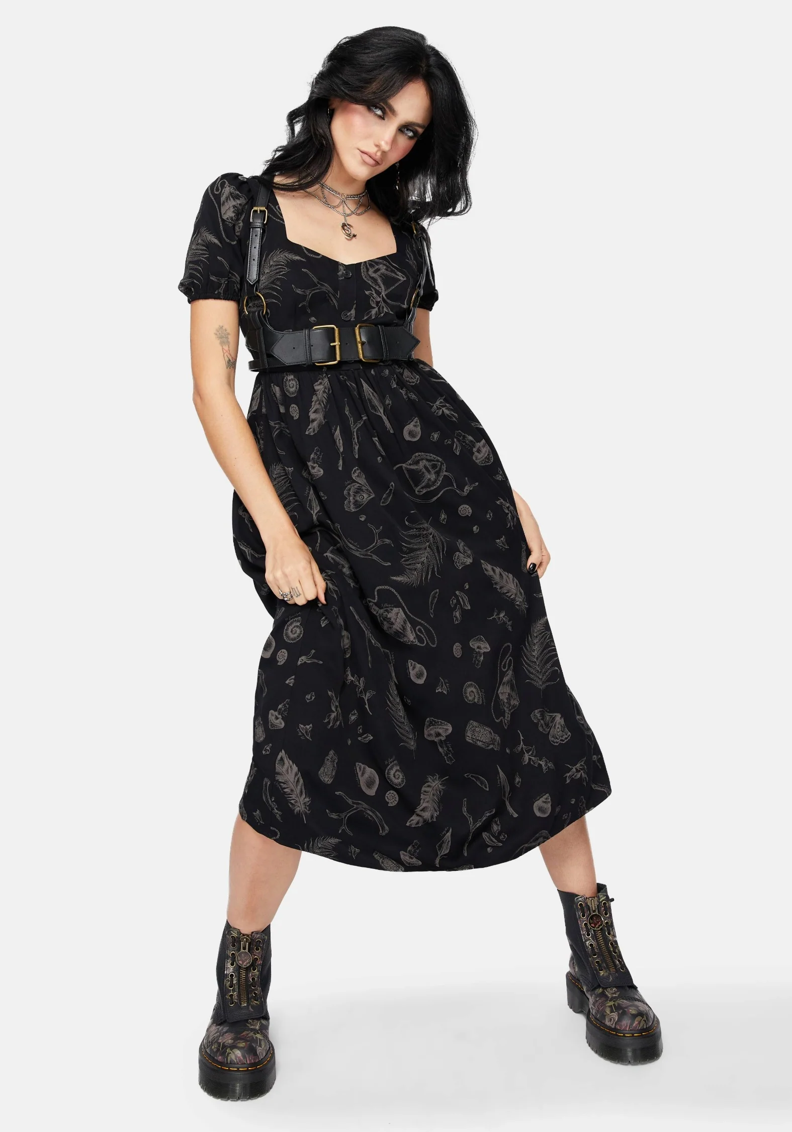 Helena Hochland Futtersuche Knopf Hoch Midi Kleid - Image 6