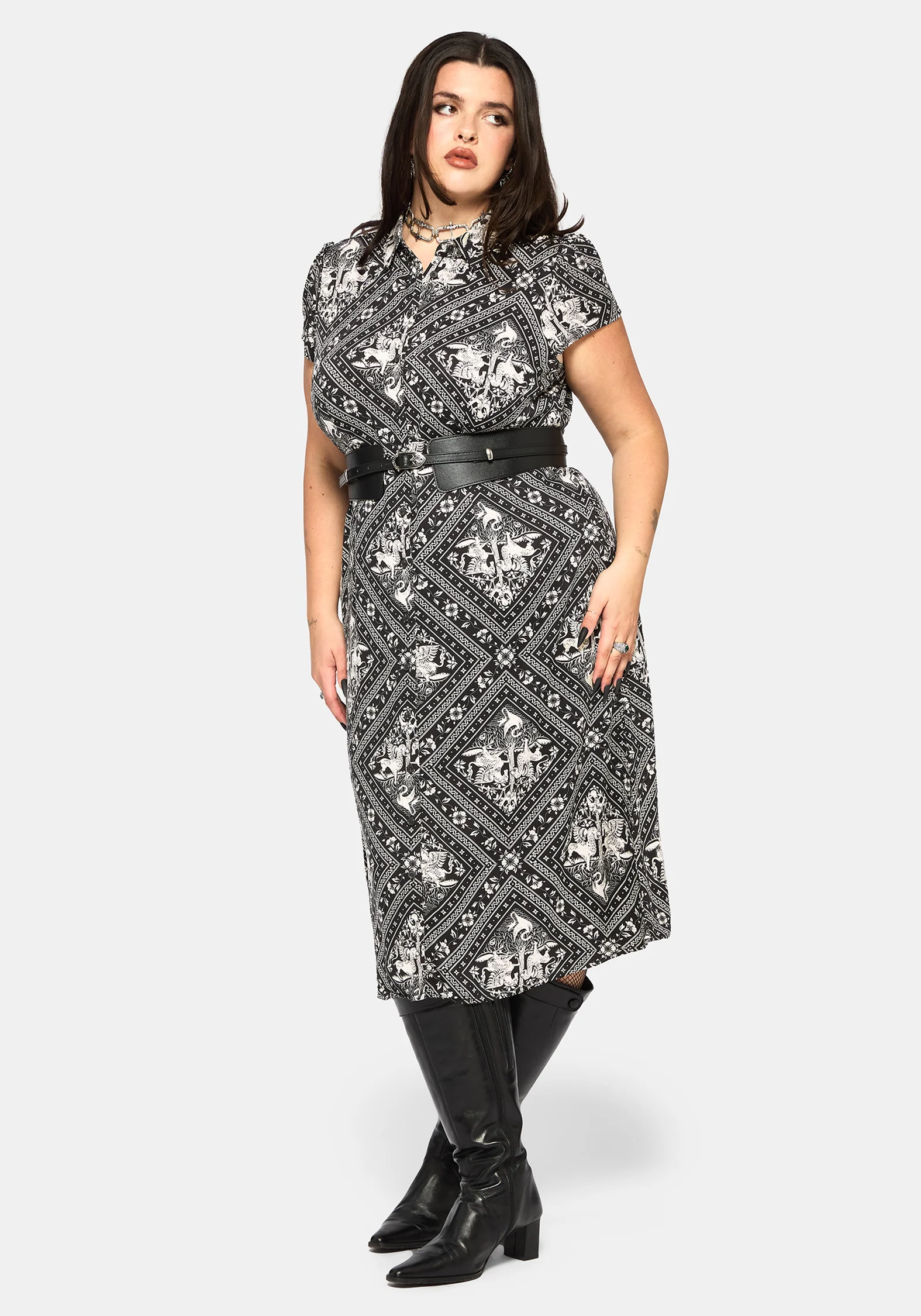 Hexweave Druck Passgenau Midi Hemd Kleid - Image 10