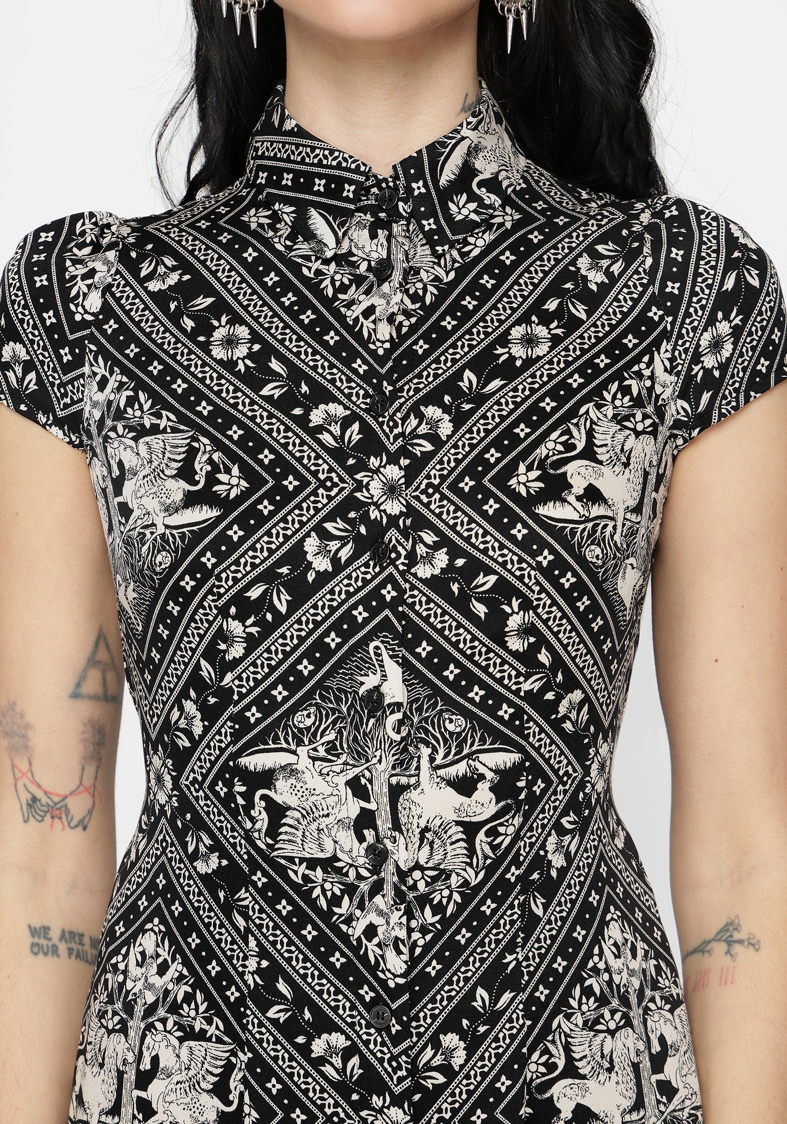 Hexweave Druck Passgenau Midi Hemd Kleid - Image 2