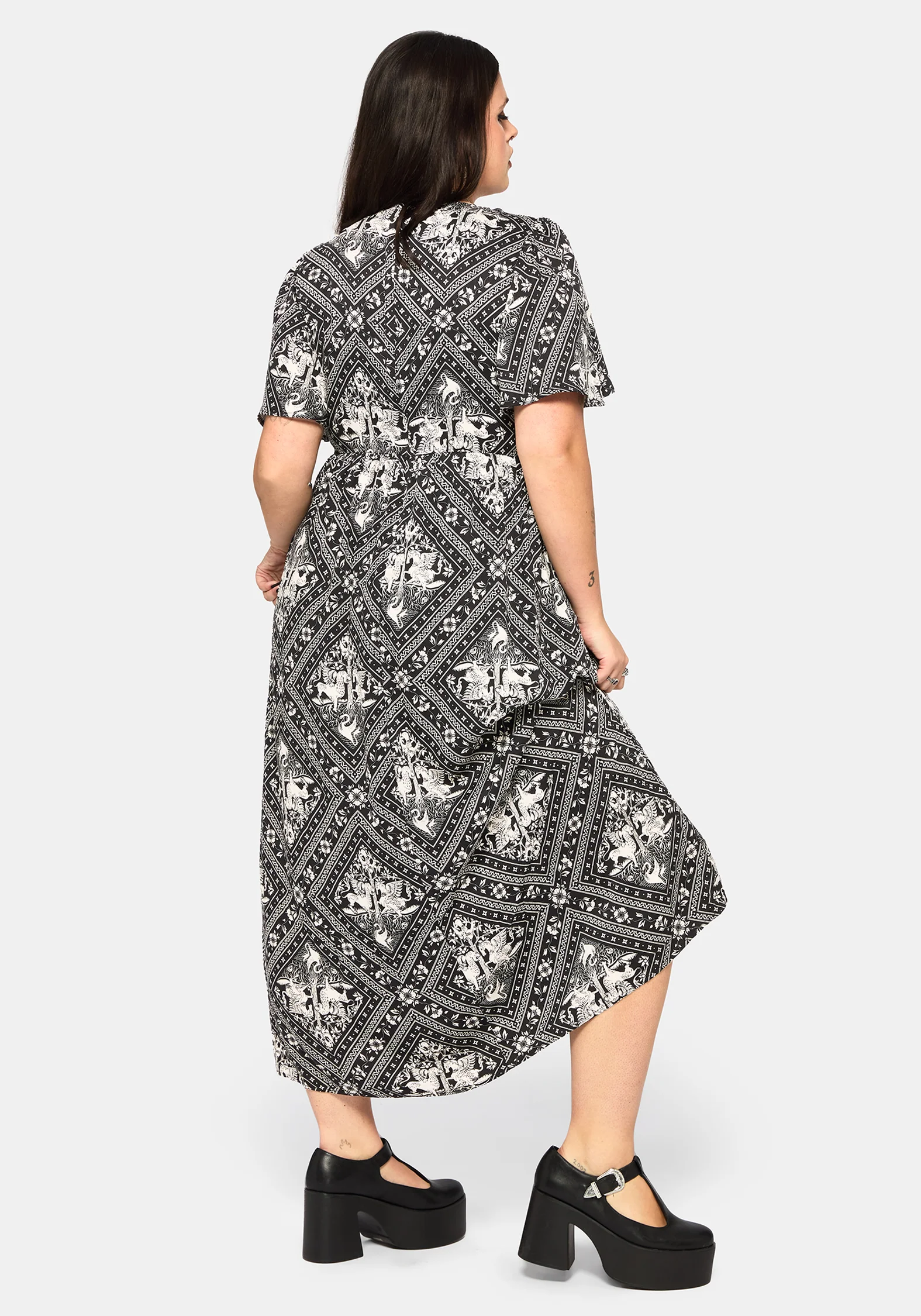 Hexweave Druck Fließend Ärmel Maxi Kleid - Image 8