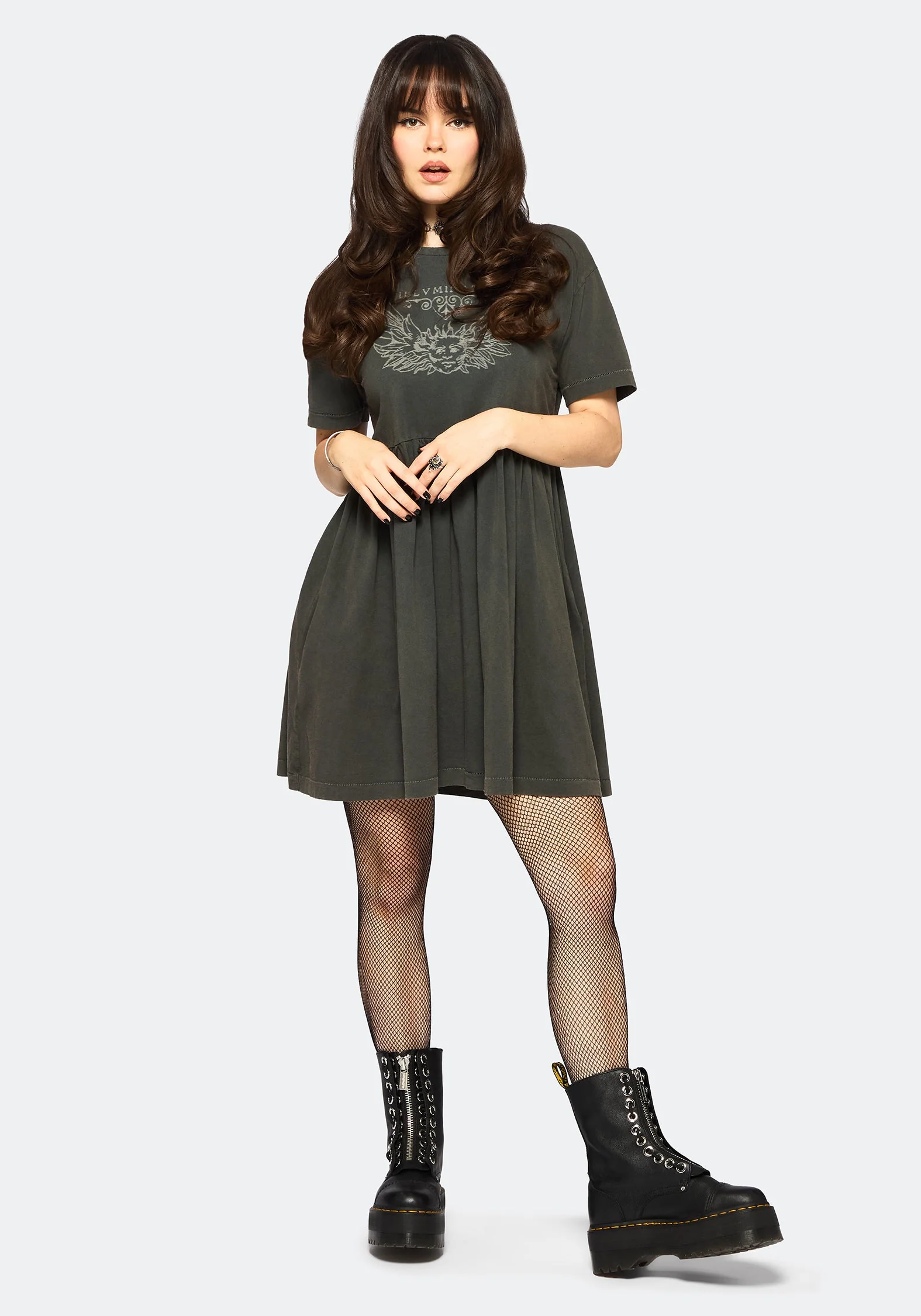 Illvminatio Bleach Grafik Baumwolle Mini Skater Kleid - Image 6