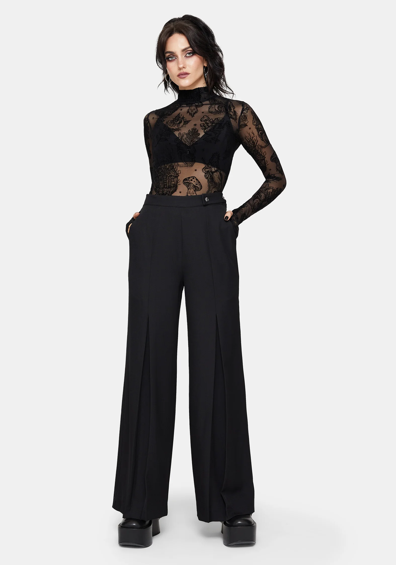 Iris Celestial Seite Knopf Massgeschneidert Hosen - Image 6