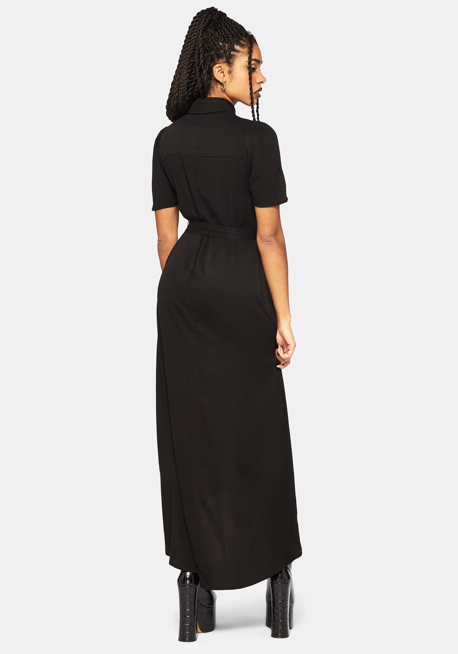 Isara Drache Bestickt Hoch Low Midaxi Hemd Kleid - Image 3