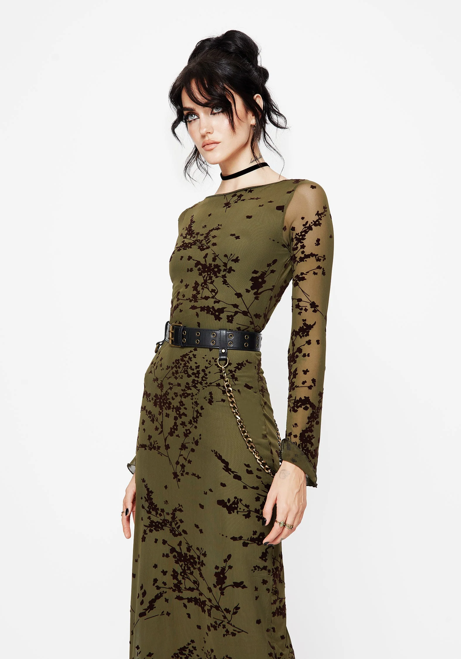 Jael Beflockt Ausgebrannt Midi Kleid - Image 6