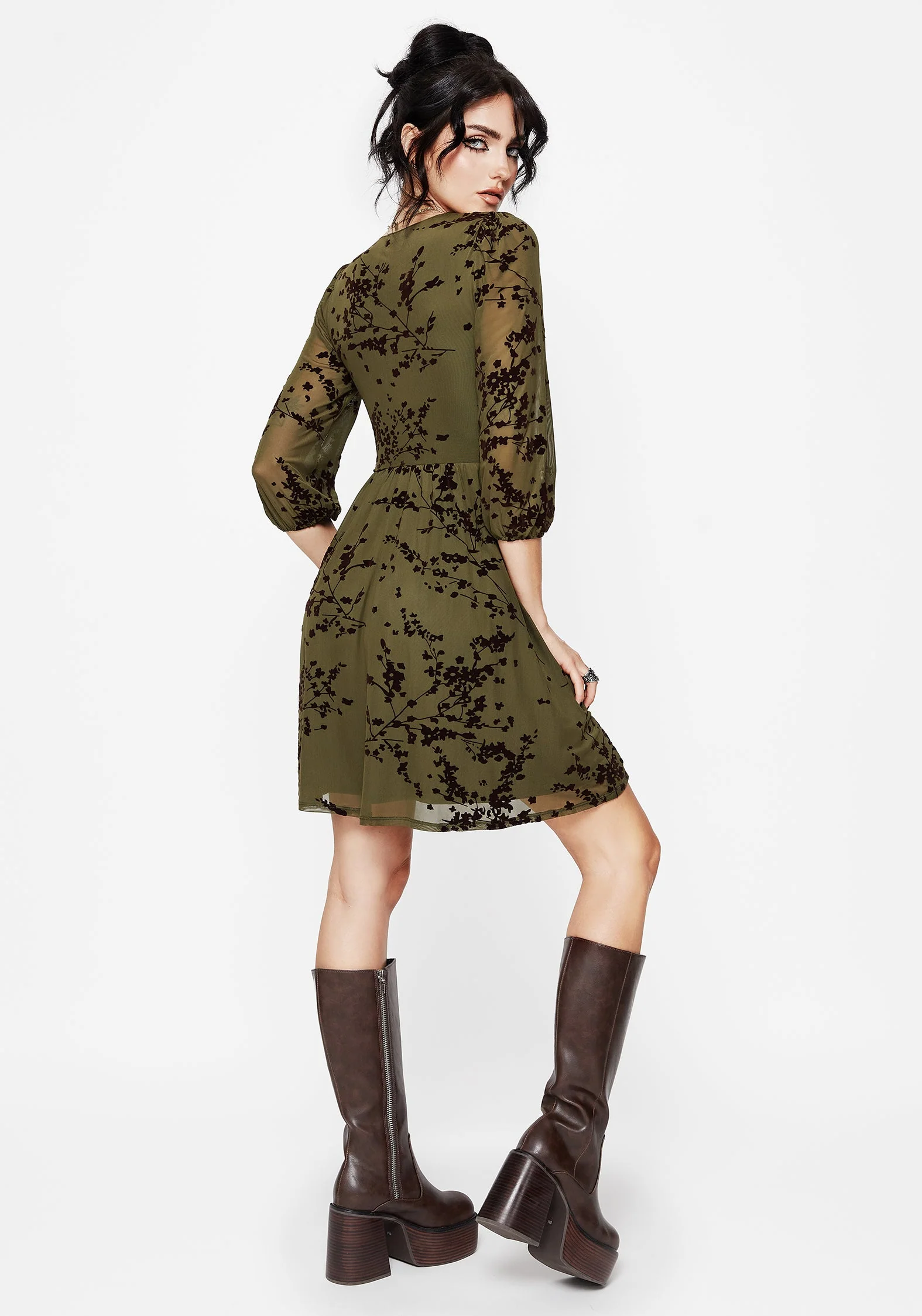 Jael Beflockt Ausgebrannt Rüsche Mini Kleid - Image 3