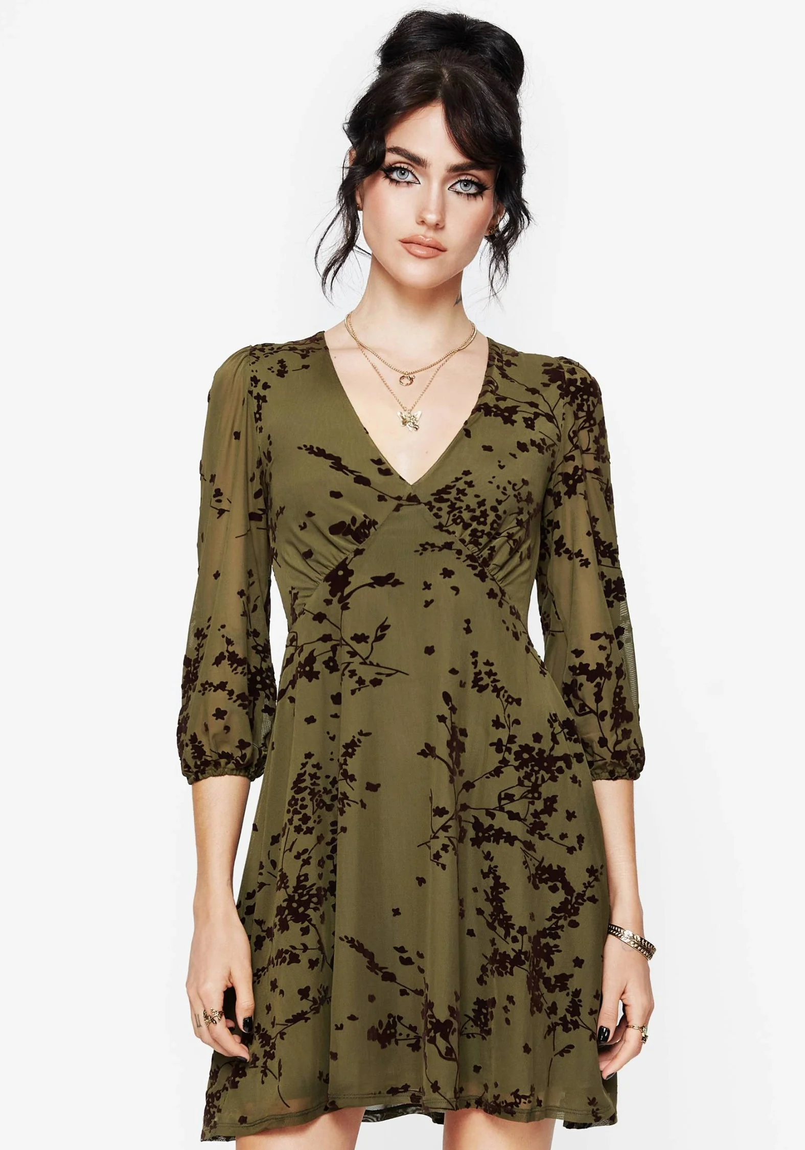 Jael Beflockt Ausgebrannt Rüsche Mini Kleid - Image 5